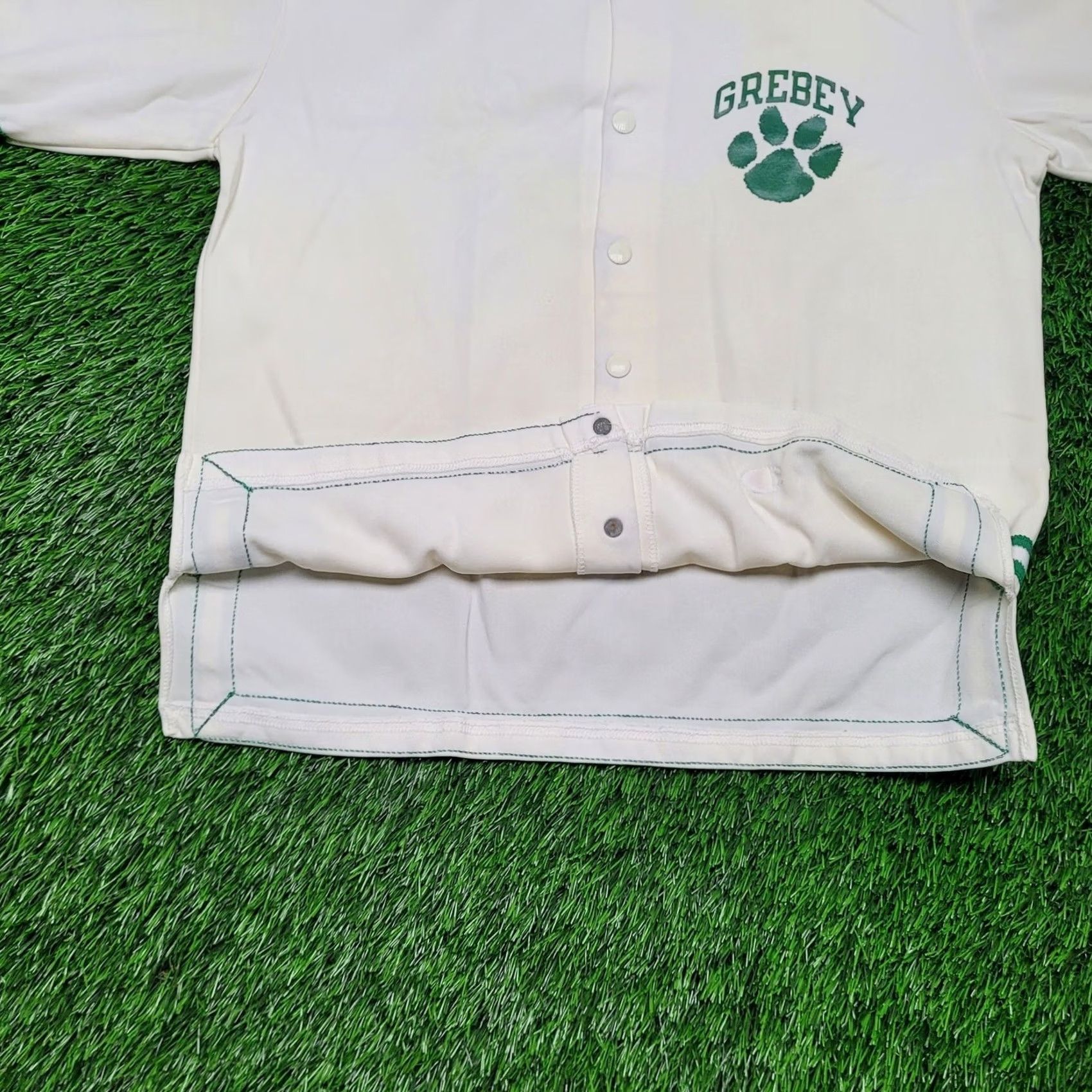 Champion VINTAGE Champion Basketball Warm-Up Jacket Shirt Mens Medium Nylon Short Sleeve Cropped Snap Green White 80s 70s Boxy Ringer Style Tennis Size US 31 - 3 Thumbnail