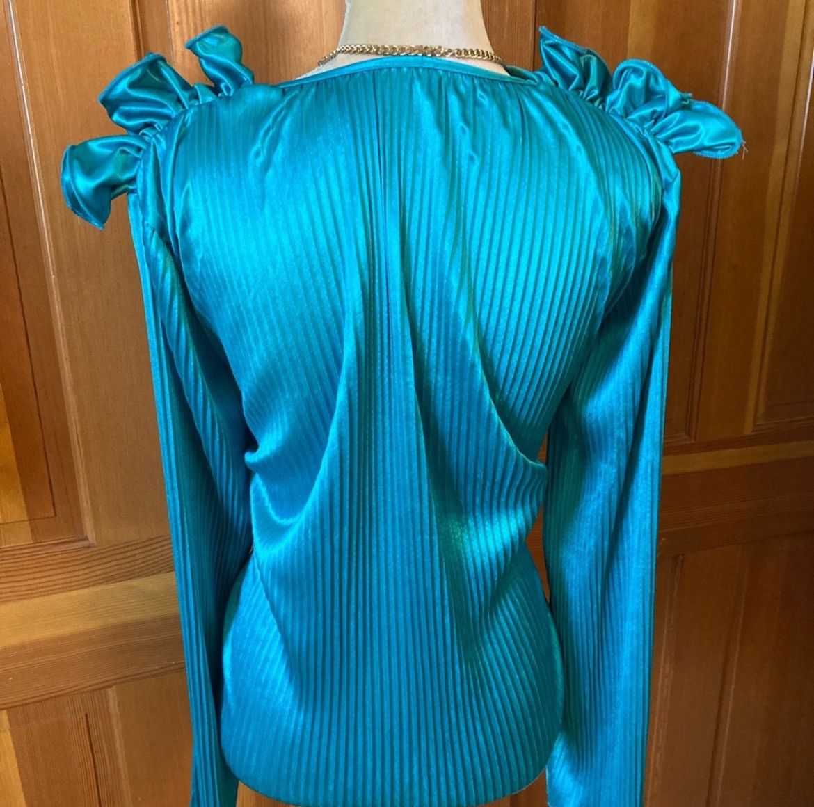 Designer × Other Nwt, Lavishly Paris Teal Long Sleeved Women’s Blouse. Size M / US 6-8 / IT 42-44 - 9 Thumbnail