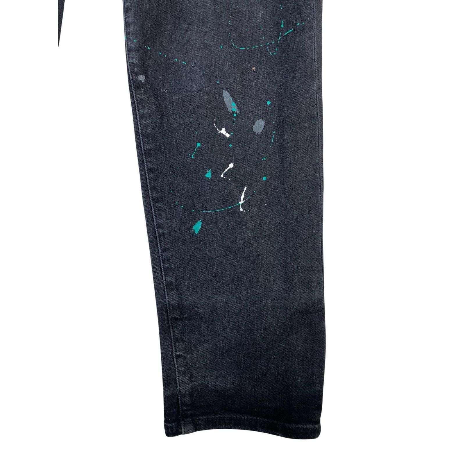 Amiri Amiri Black Wash Teal Splatter Jeans Size US 36 / EU 52 - 2 Thumbnail