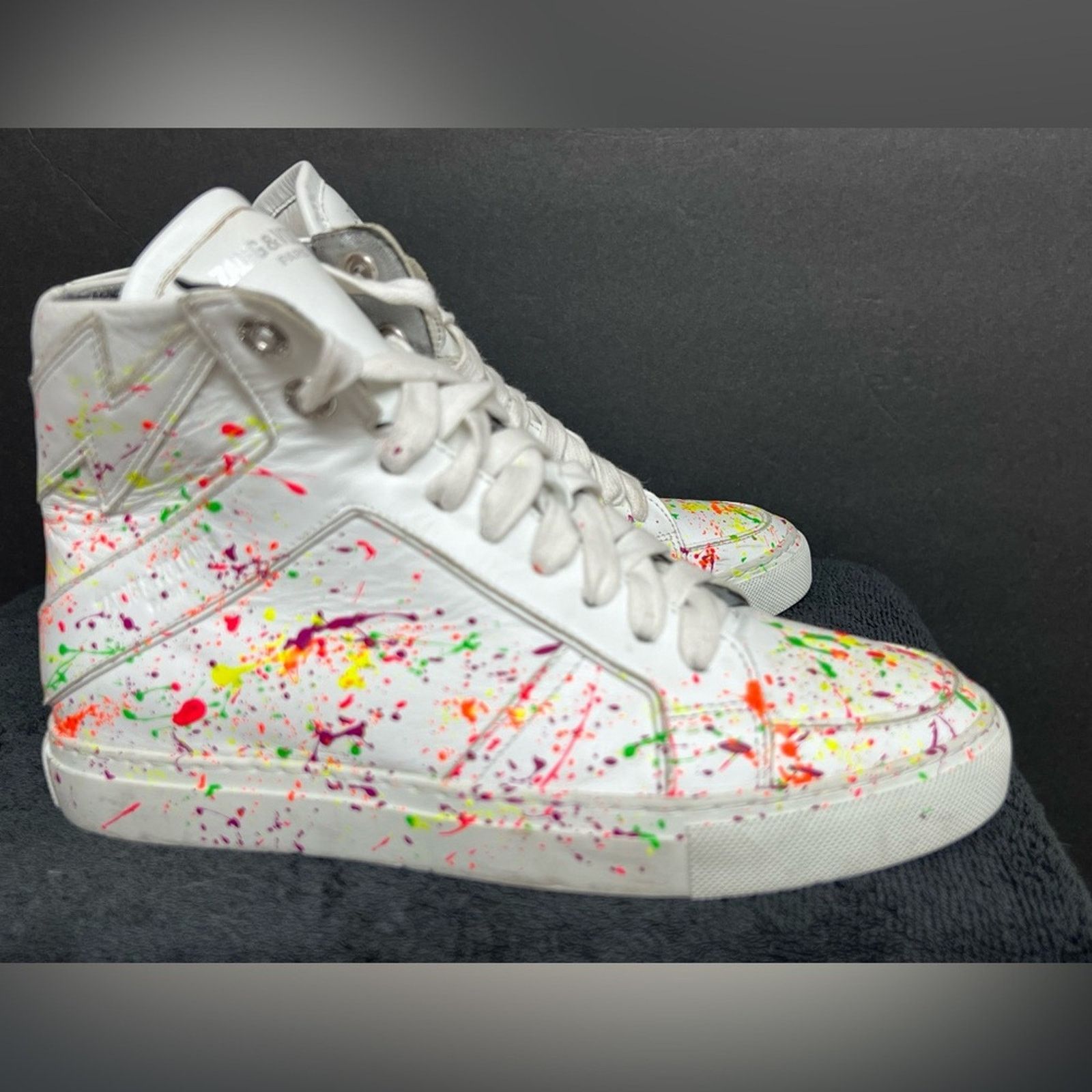 Zadig & Voltaire Zadig & Voltaire High Flash Keith Leather Graffiti Sneakers Size US 7 / IT 37 - 9 Thumbnail