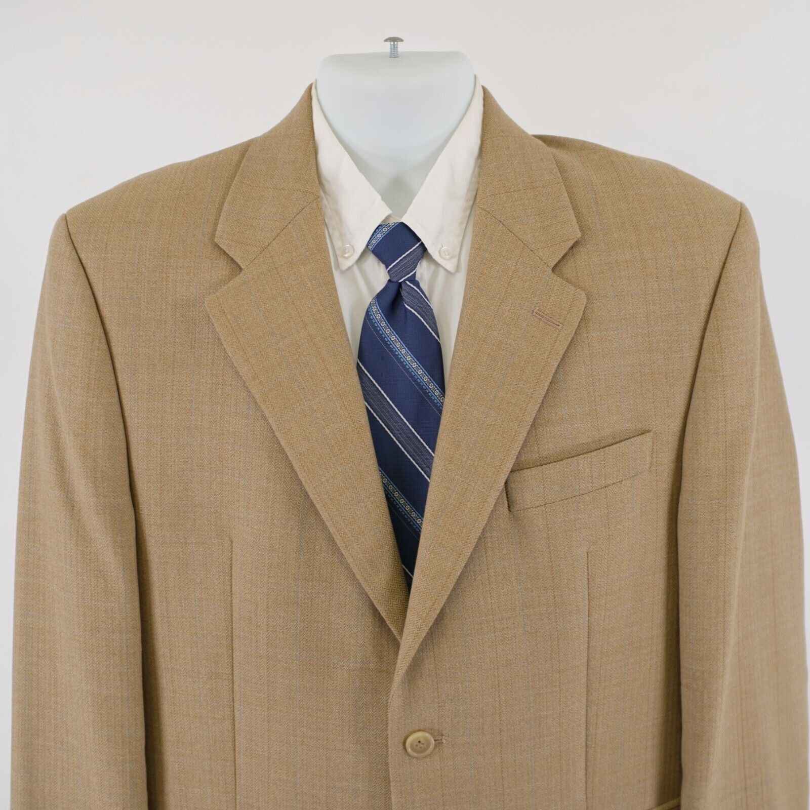 Chaps Ralph Lauren Chaps Ralph Lauren Tweed Wool Tan Herringbone Blue Windowpan Size 42R - 1 Thumbnail