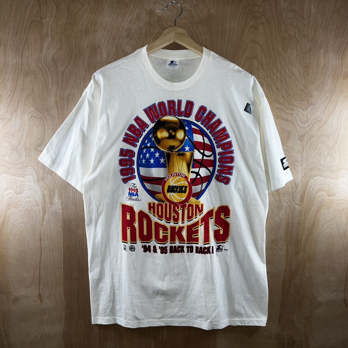 Starter VINTAGE 90s NBA HOUSTON ROCKETS 1995 CHAMPIONSHIP TEE SHIRT Size US XL / EU 56 / 4 - 1 Thumbnail
