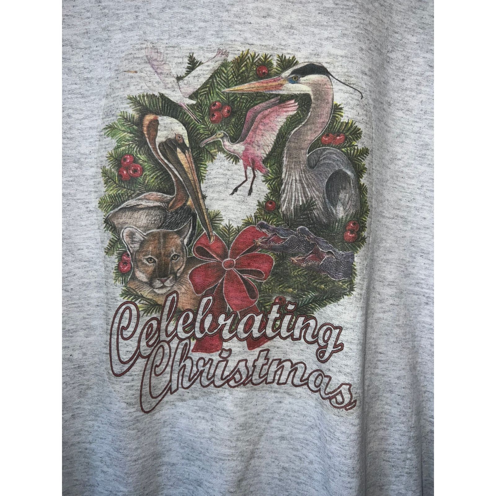 Hanes 90s Celebrating Christmas Animal Nature Sweatshirt VTG 1990s Size US L / EU 52-54 / 3 - 4 Thumbnail
