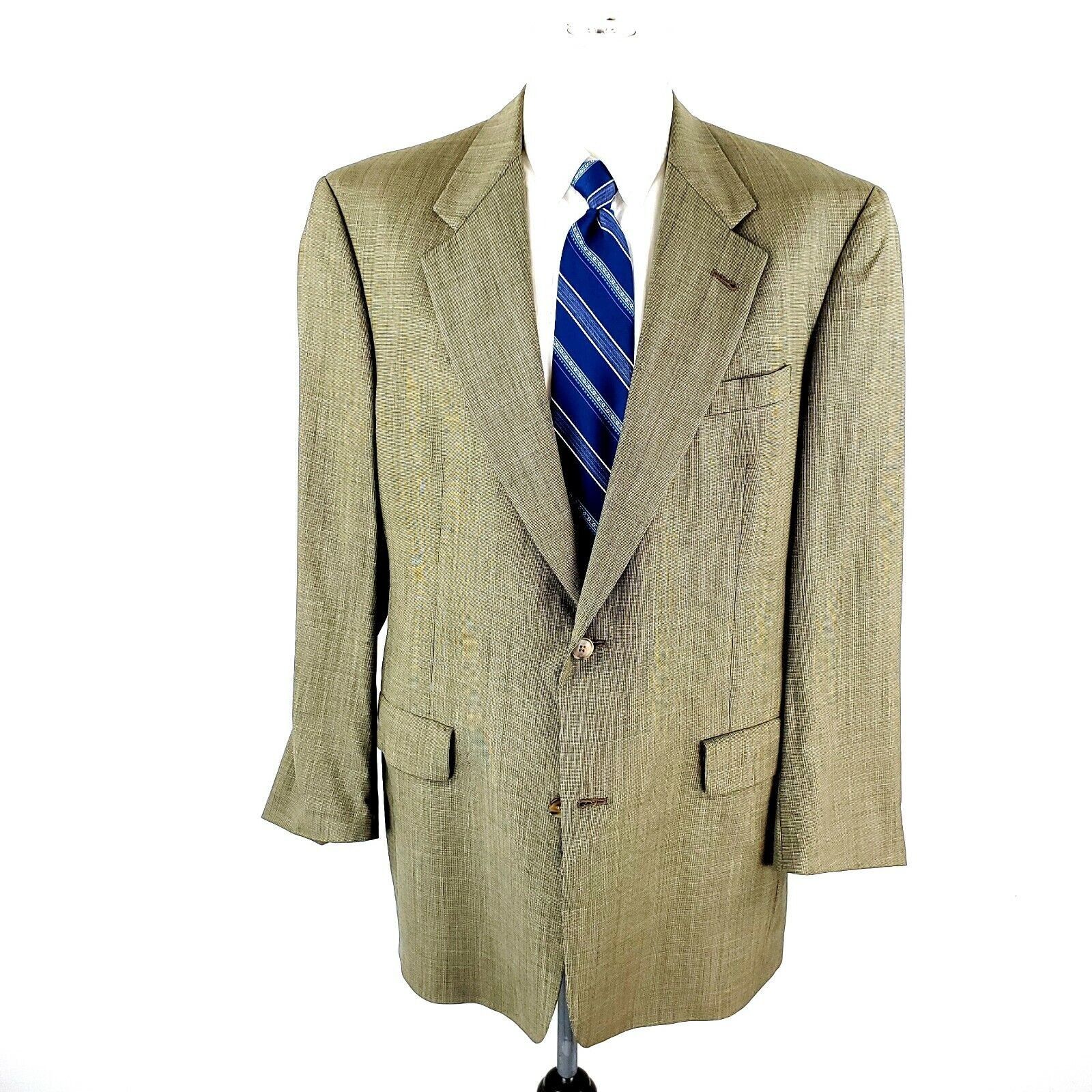 Hart Schaffner Marx Hart Schaffner Marx Wool 2 Button Blazer 42L Tan Nailshead S Size 42L - 3 Thumbnail