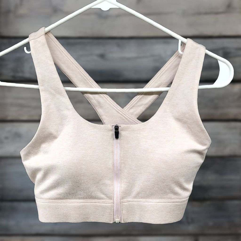 Splendid Splendid Sports Bra Womens S Zip Front Crossback Padded Pink Blush Size ONE SIZE - 1 Thumbnail