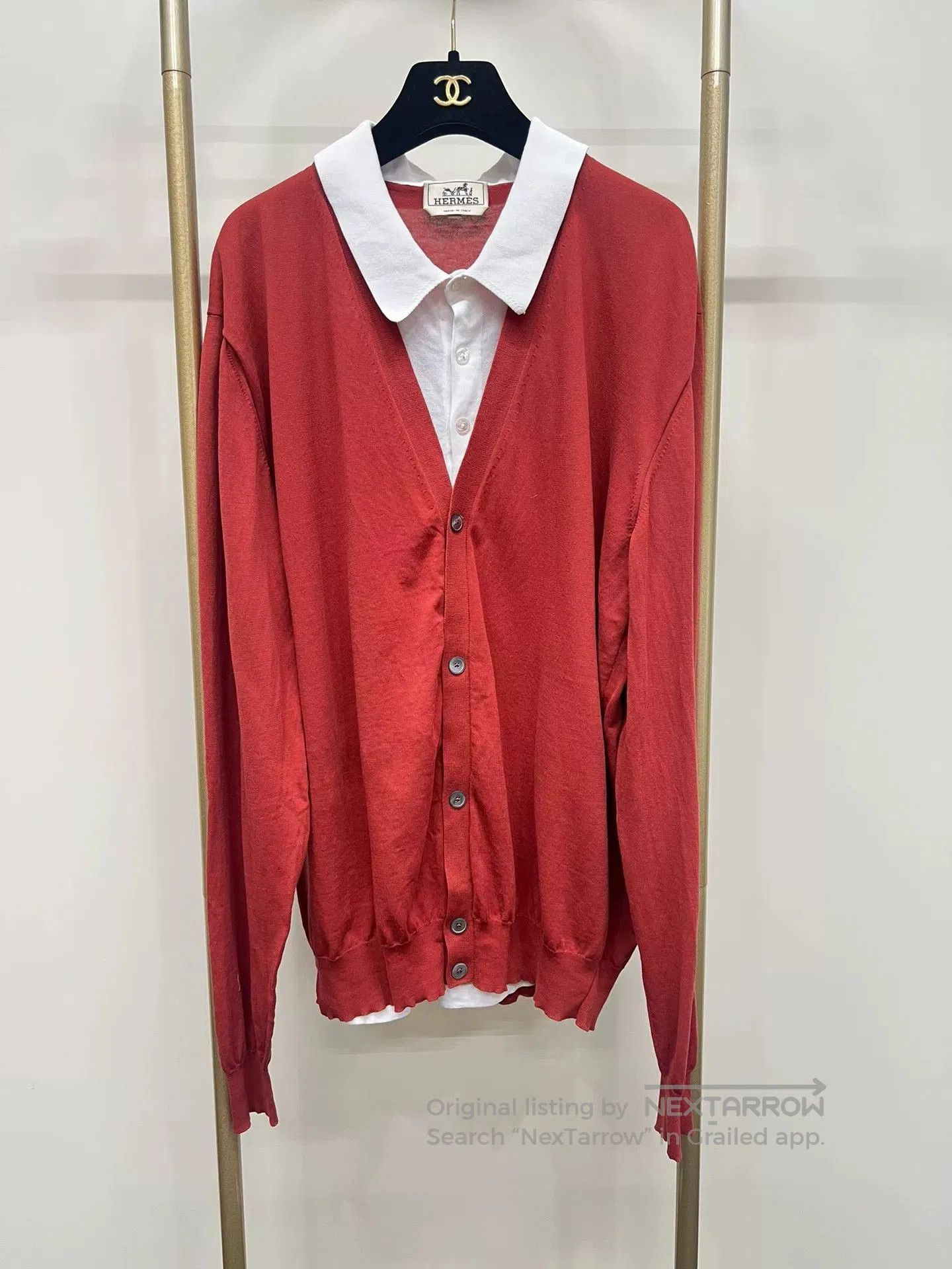 Hermes Hermes Red Knit Cardigan Coat XXL. Size US XXL / EU 58 / 5 - 1 Thumbnail