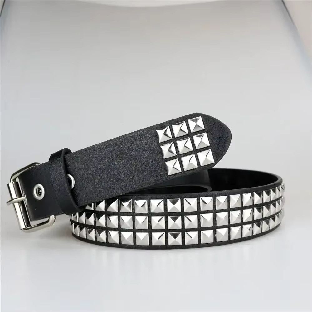 Jewelry Square Bead Rivet Belt Metal Pyramid Belt Size ONE SIZE - 1 Thumbnail