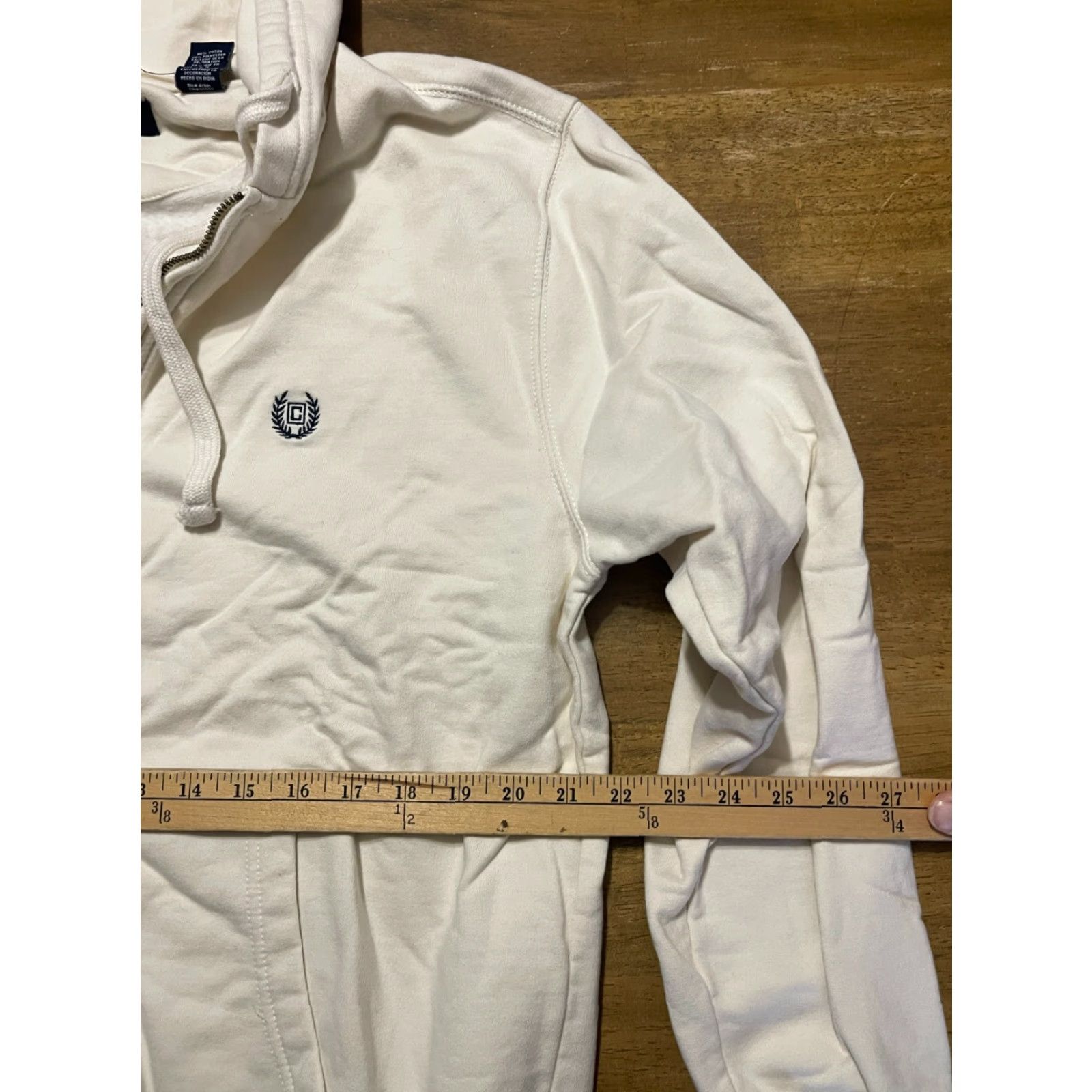 Chaps Chaps Hoodie Womens Large Ivory Full Zip Logo Drawstring Embroidered Size L / US 10 / IT 46 - 6 Thumbnail