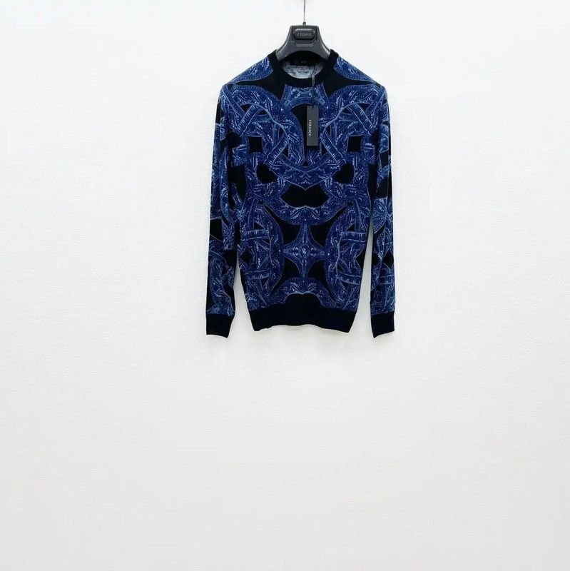Versace Versace Men’s Blue Wool Long Sleeve Sweater 0089 Size US XS / EU 42 / 0 - 1 Thumbnail