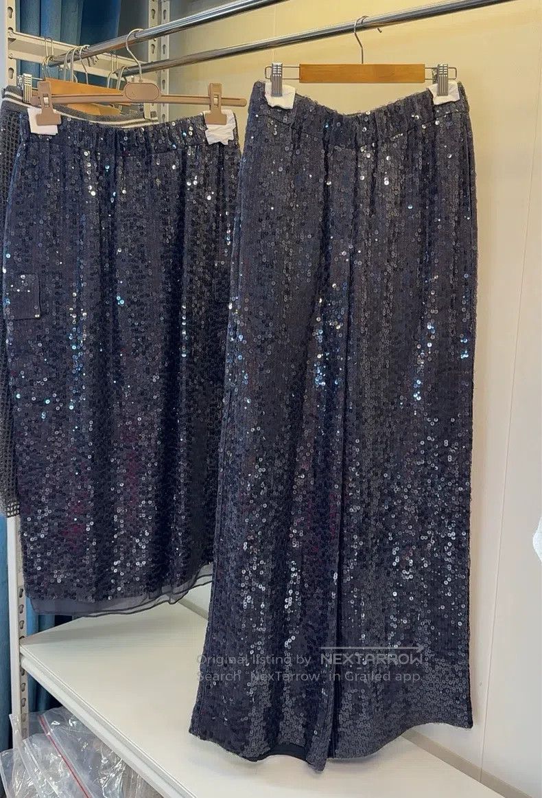 Brunello Cucinelli Brunello Cucinelli Sequined Silk Wide Leg Trousers Size 26" / US 2 / IT 38 - 3 Thumbnail
