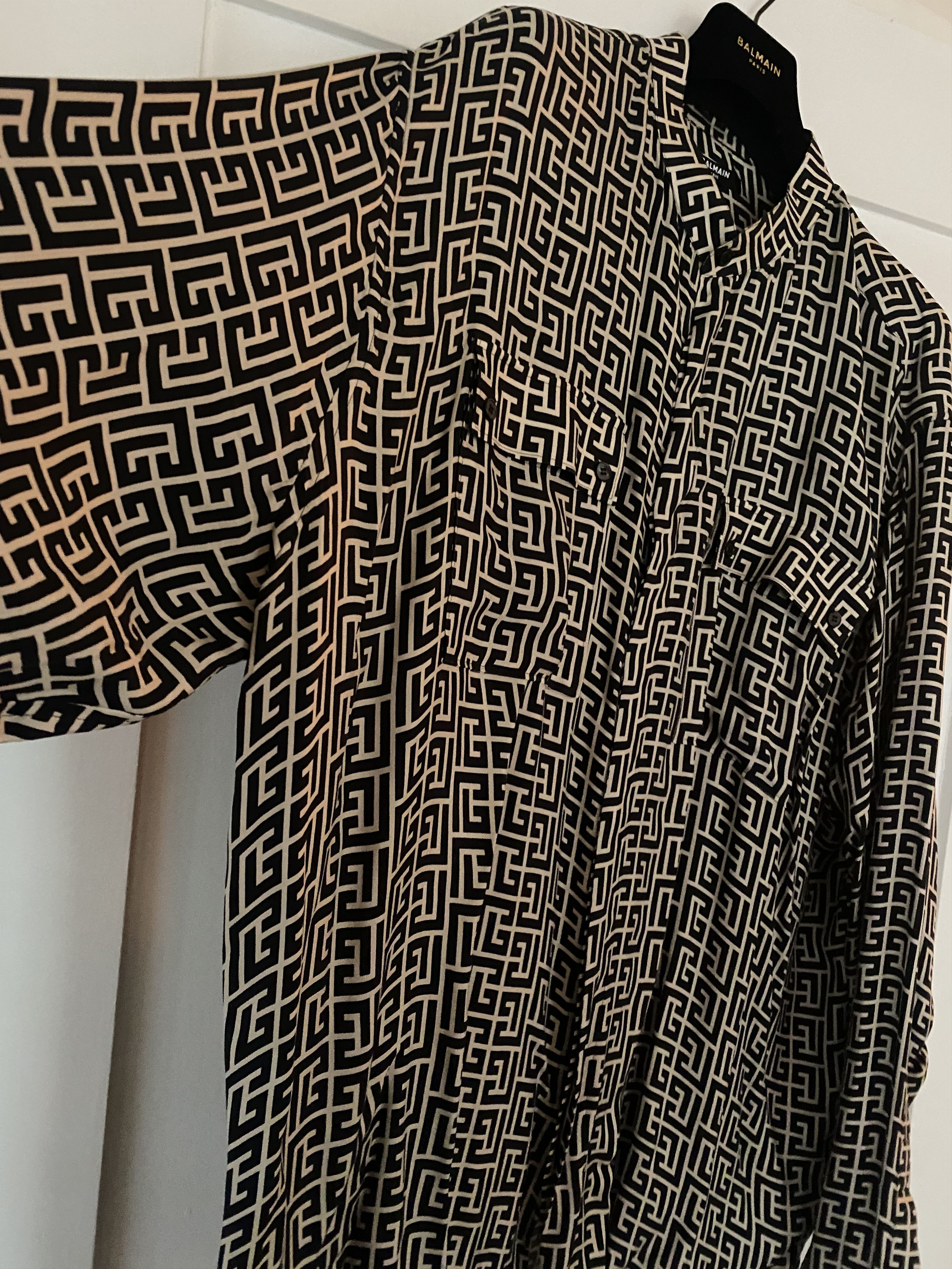 Balmain Balmain Long-Sleeve Allover Logo Pocket Shirt Size US L / EU 52-54 / 3 - 2 Thumbnail