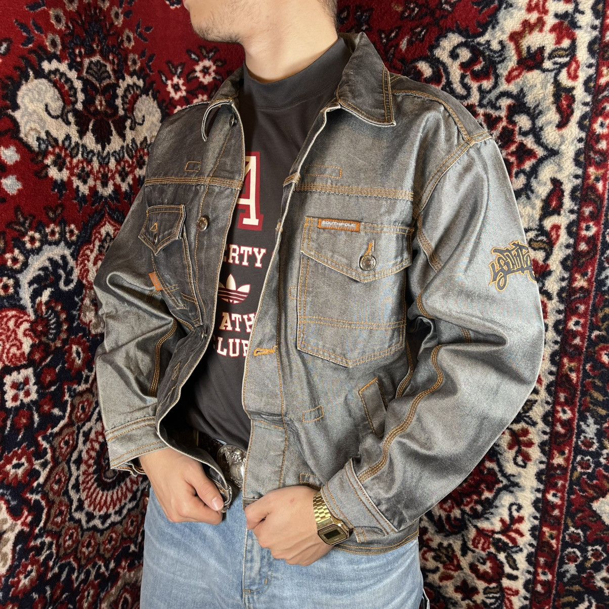 Southpole Vintage 90s Y2K Reflective Chrome South Pole Denim Jacket Size US M / EU 48-50 / 2 - 6 Thumbnail