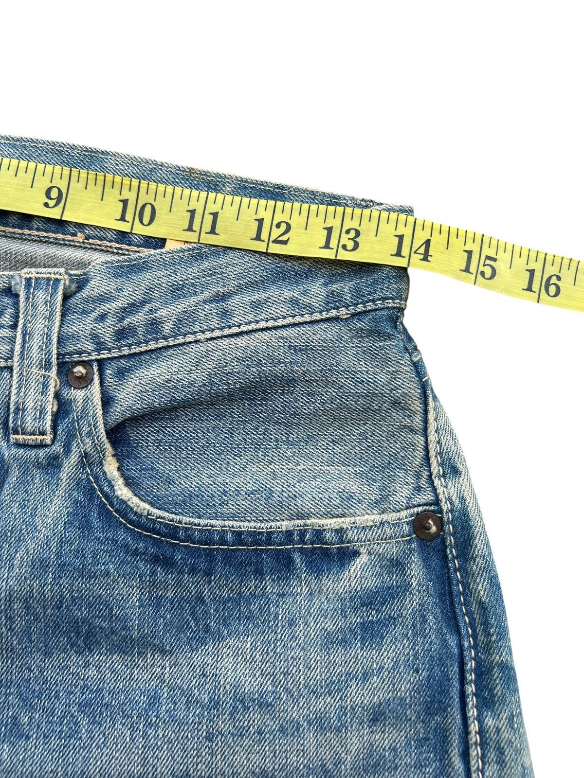 Kapital × Sugar Cane × Vintage Vintage Sugar Cane Selvedge Distressed Short Denim Jeans Size US 28 / EU 44 - 10 Thumbnail