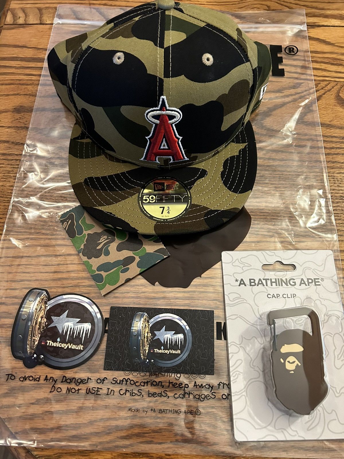 Bape × MLB × New Era Bape x MLB Green Camo LAA Fitted Hat Size ONE SIZE - 1 Thumbnail