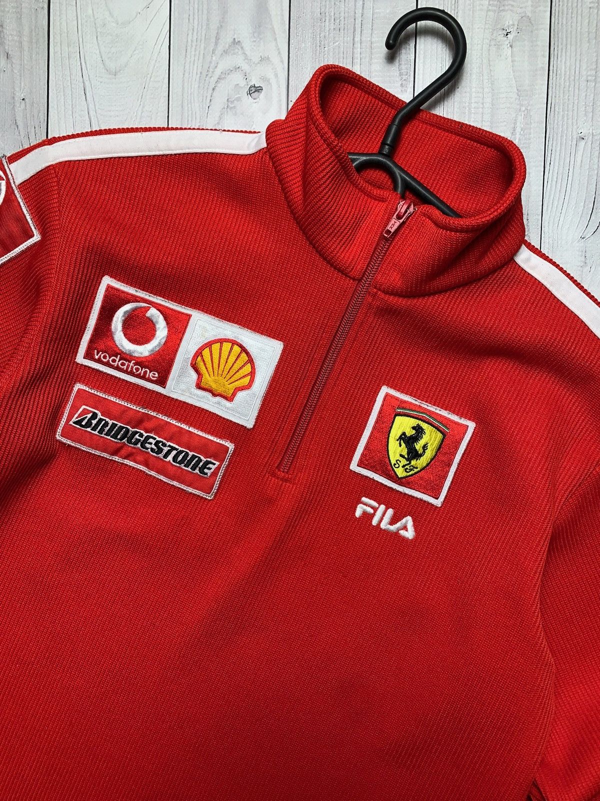 Vintage Ferrari racing sweatshirt zip 1/3 big logo Fila