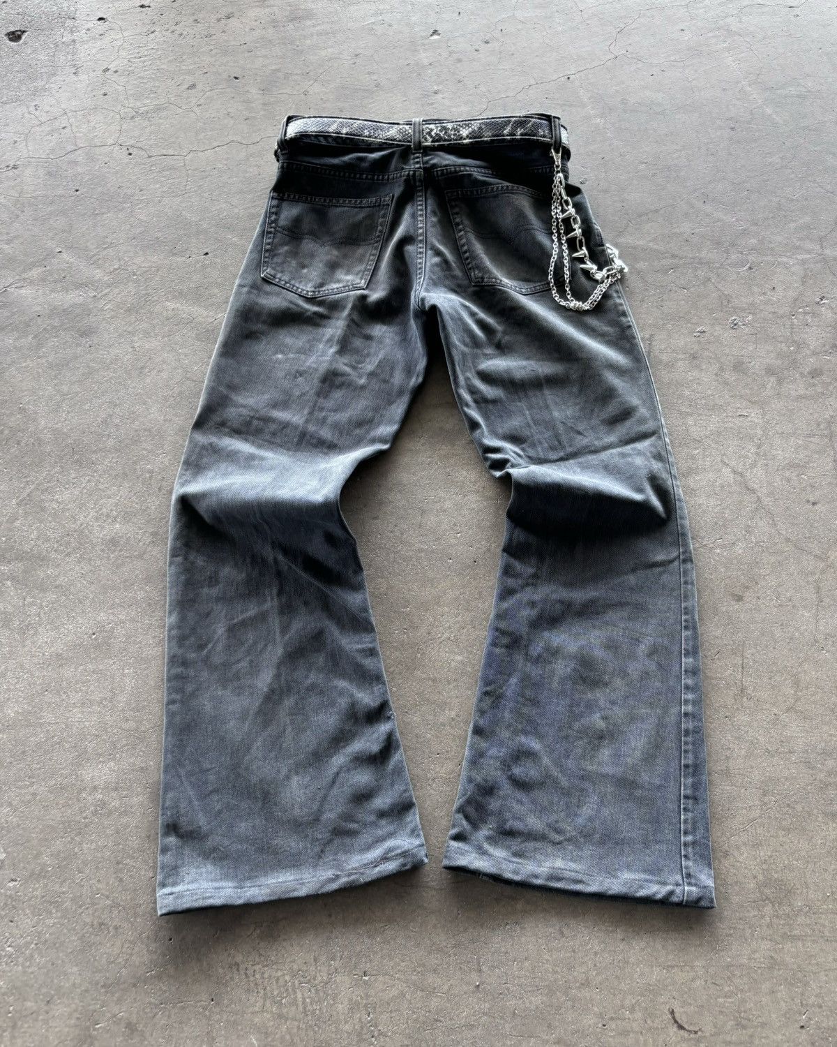 If Six Was Nine 2000s Ifsixwasnine lgb style Flared Washed Black Denim Pants Size US 29 - 5 Thumbnail