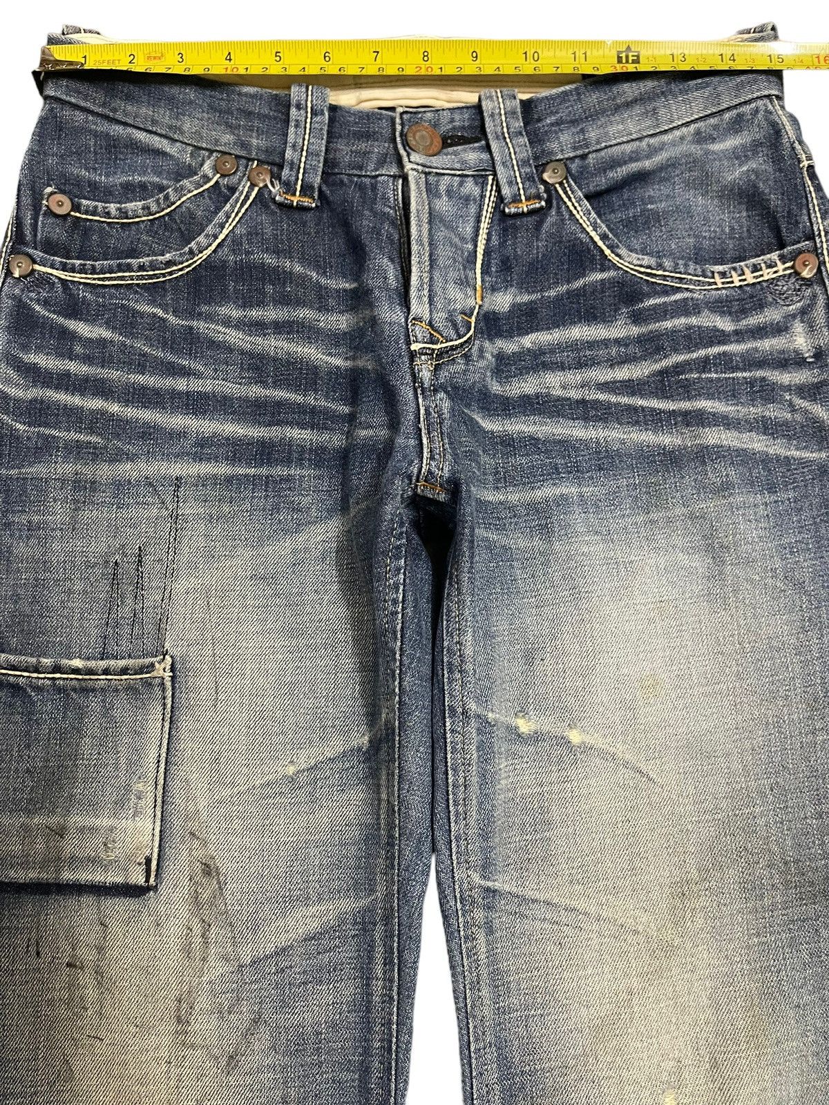 Hysteric Glamour Vintage Japanese Bartack Blue Wash Faded Style Baggy Jeans Size US 30 / EU 46 - 11 Thumbnail
