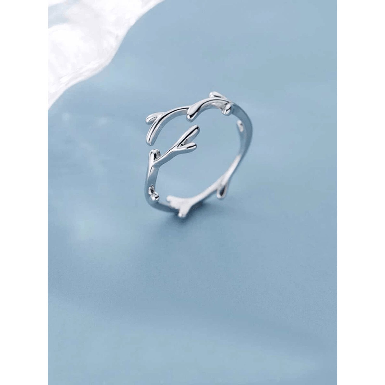 Other Women Elegant Silver Antler Branch Ring [One Size Fits Most] Size ONE SIZE - 1 Thumbnail