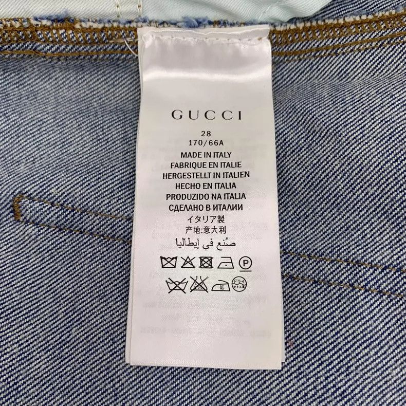 Gucci Gucci Blue leather brand cotton denim trousers 2504-Nextarr Size 28" / US 6 / IT 42 - 8 Thumbnail