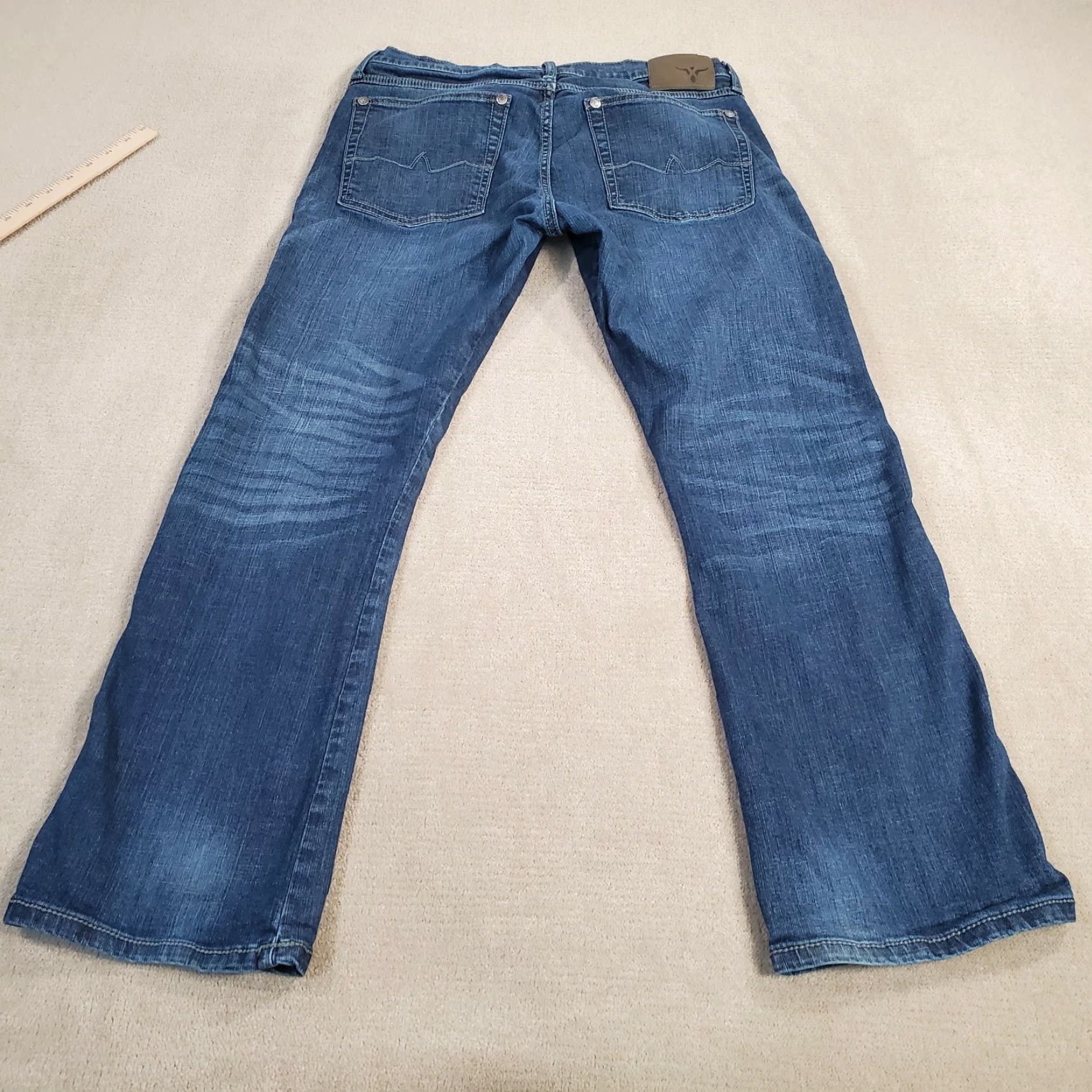Wrangler Wrangler Jeans Mens 32x30 Blue Vintage Boot Cut Dark Wash 42MWXBT Regular Inseam 30 Denim Cotton Logo Pockets Cowboy Southwestern Casual Size US 32 / EU 48 - 7 Thumbnail