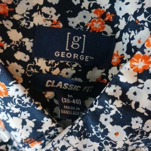 George George Button Down Shirt Blue Floral Classic Fit Size M Size US M / EU 48-50 / 2 - 4 Thumbnail