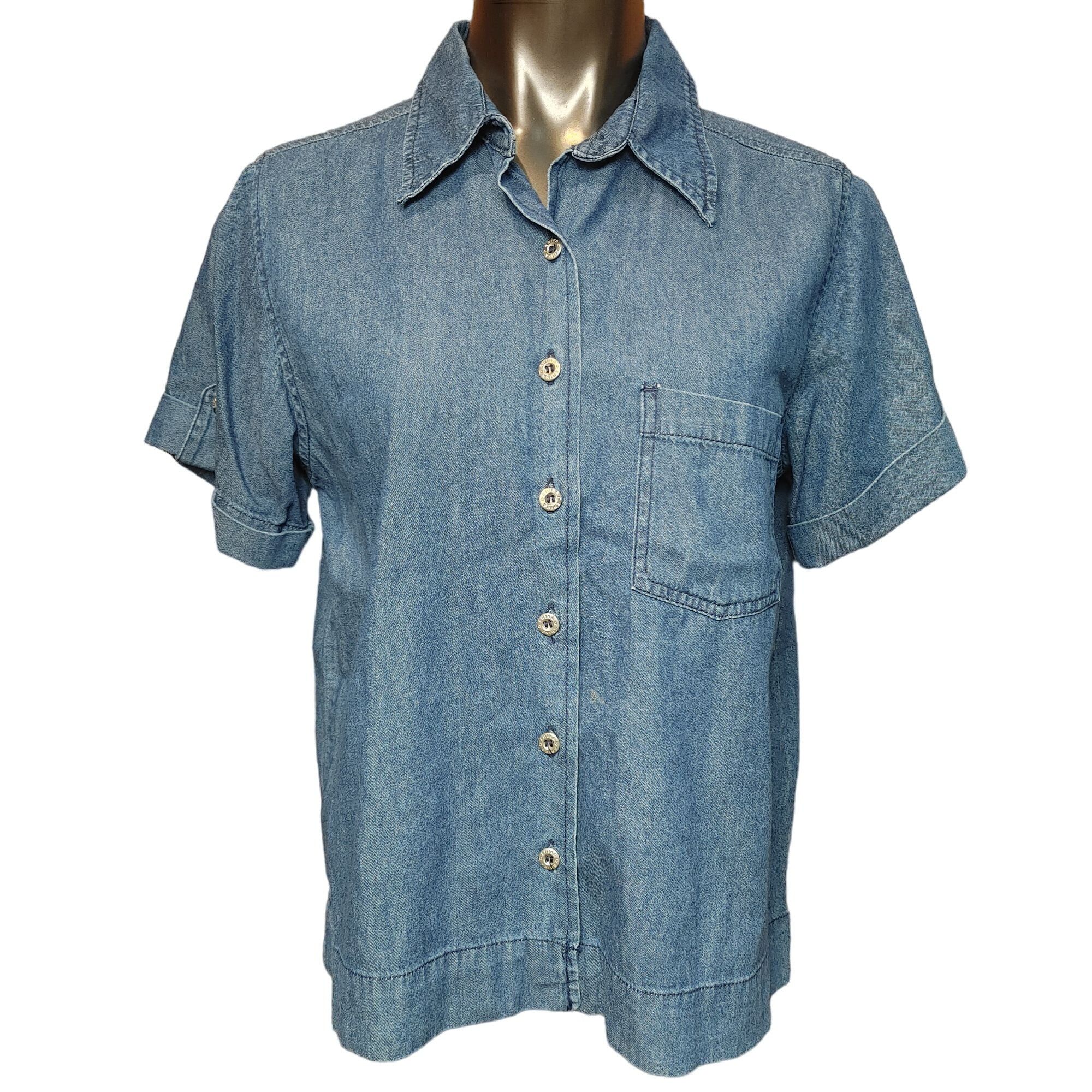 Other Erika Women's Petite Blue Jean Button Down Short Sleeve Top Size XL / US 12-14 / IT 48-50 - 1 Thumbnail