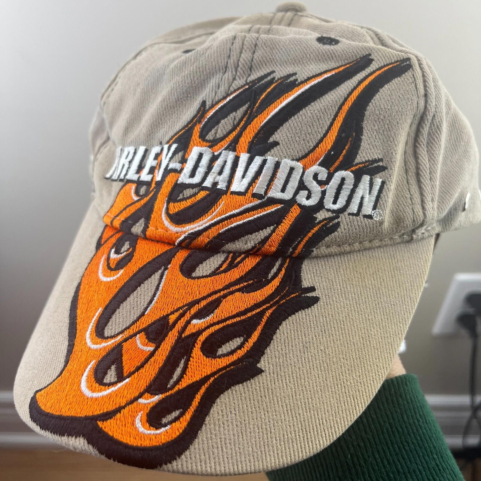 Harley Davidson Vintage Harley Davidson Flames Strapback Hat Biker Size ONE SIZE - 3 Thumbnail