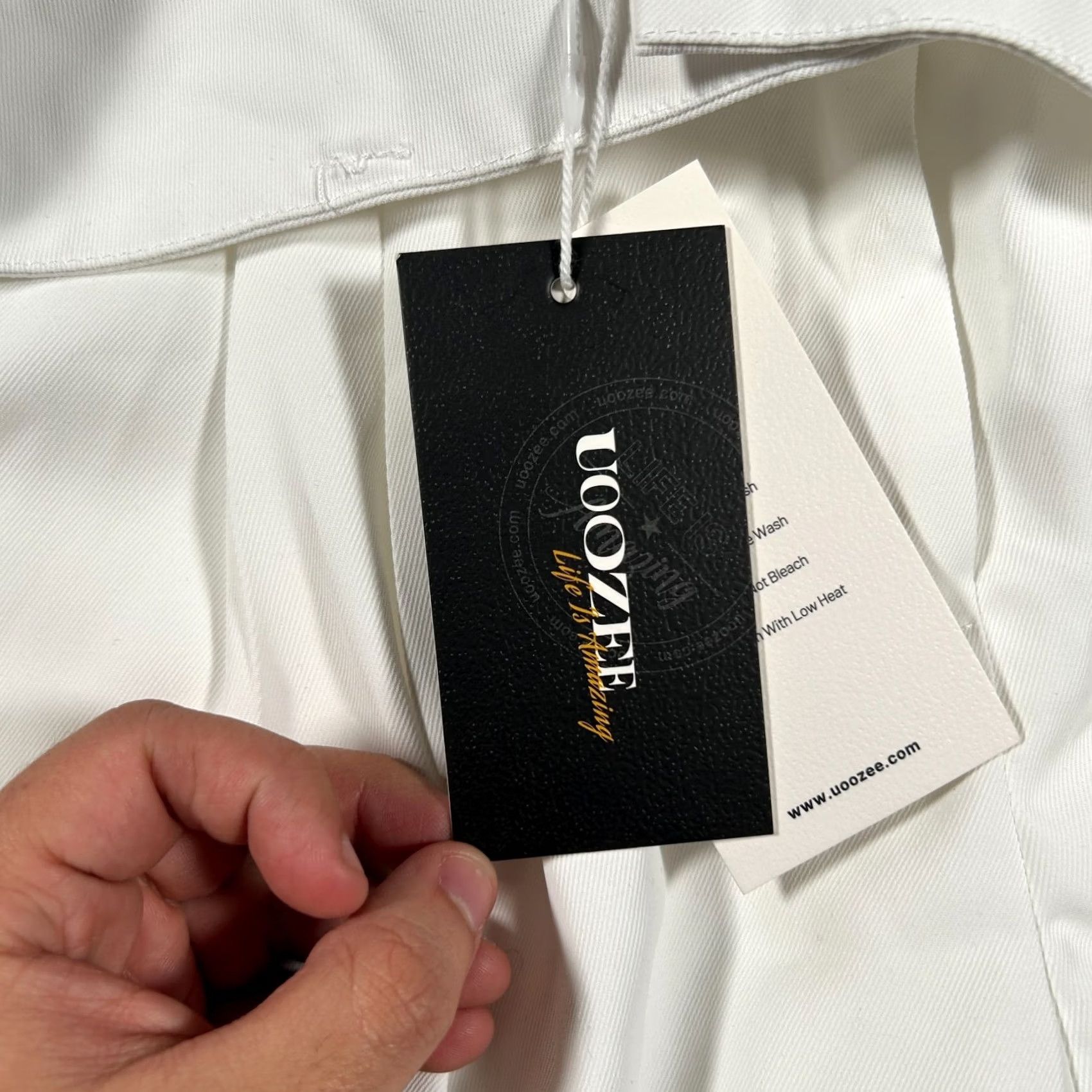 Vintage Uoozee Pants Womens Medium 28x29 White High Rise Wide Leg Casual Trousers NWT Size 32" / US 10 / IT 46 - 3 Thumbnail