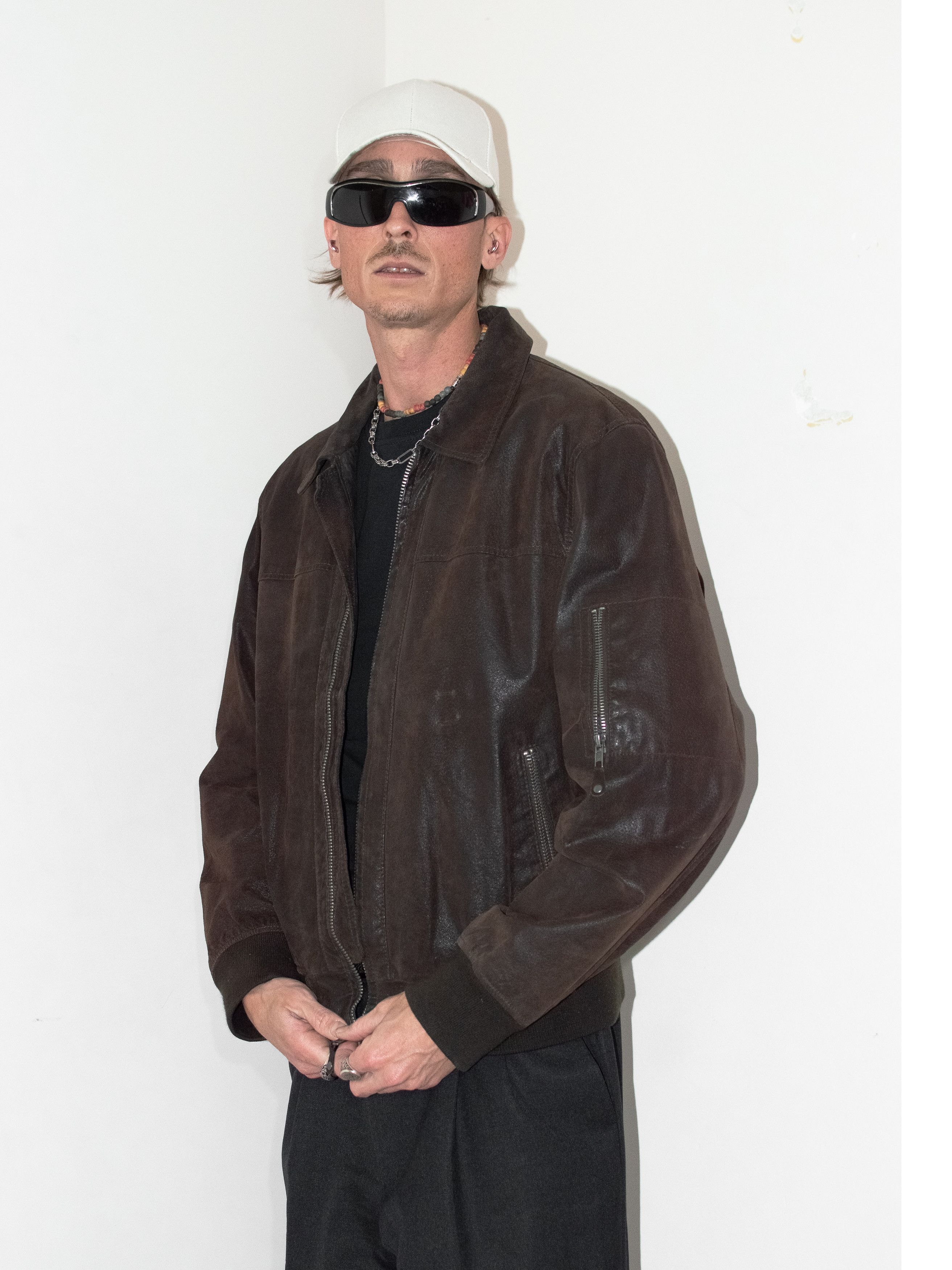 Designer × Vintage Vintage 90s Faded Brown Zip Through Real Leather Jacket Size US L / EU 52-54 / 3 - 2 Thumbnail