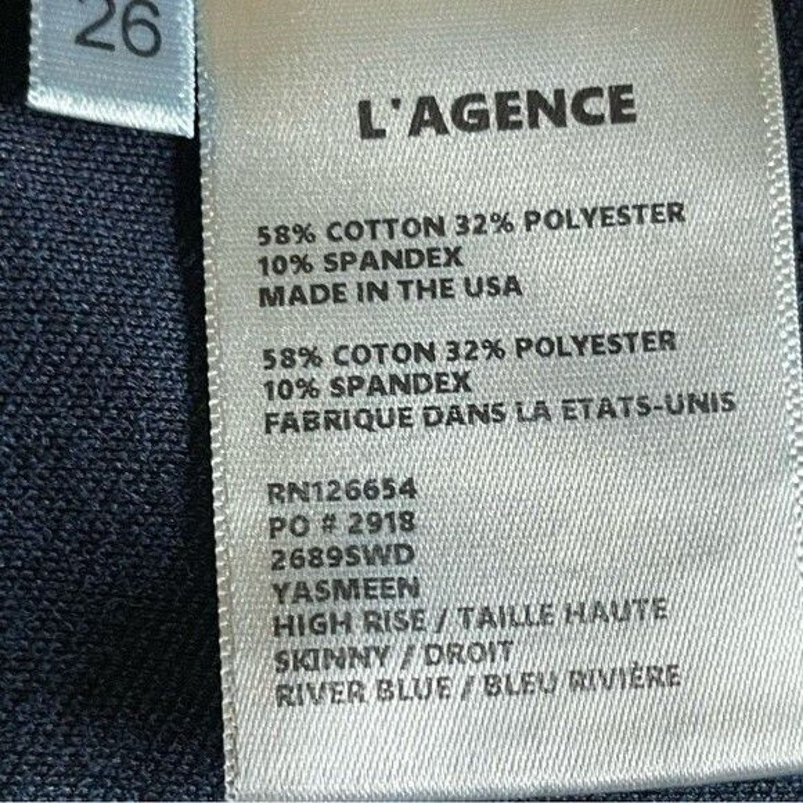 L'AGENCE L'AGENCE Jeans Womens 26 NWOT Yasmeen HighRise Skinny 26" Size 27" / US 4 / IT 40 - 5 Thumbnail