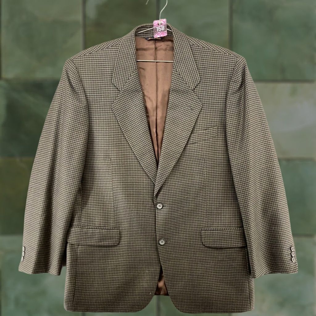Vintage VINTAGE Roberto Villini Blazer Mens 42 Houndstooth Check 2 Piece Italian Wool Jacket Notch Lapel Two-Button Mens Black? Size 42R - 1 Thumbnail