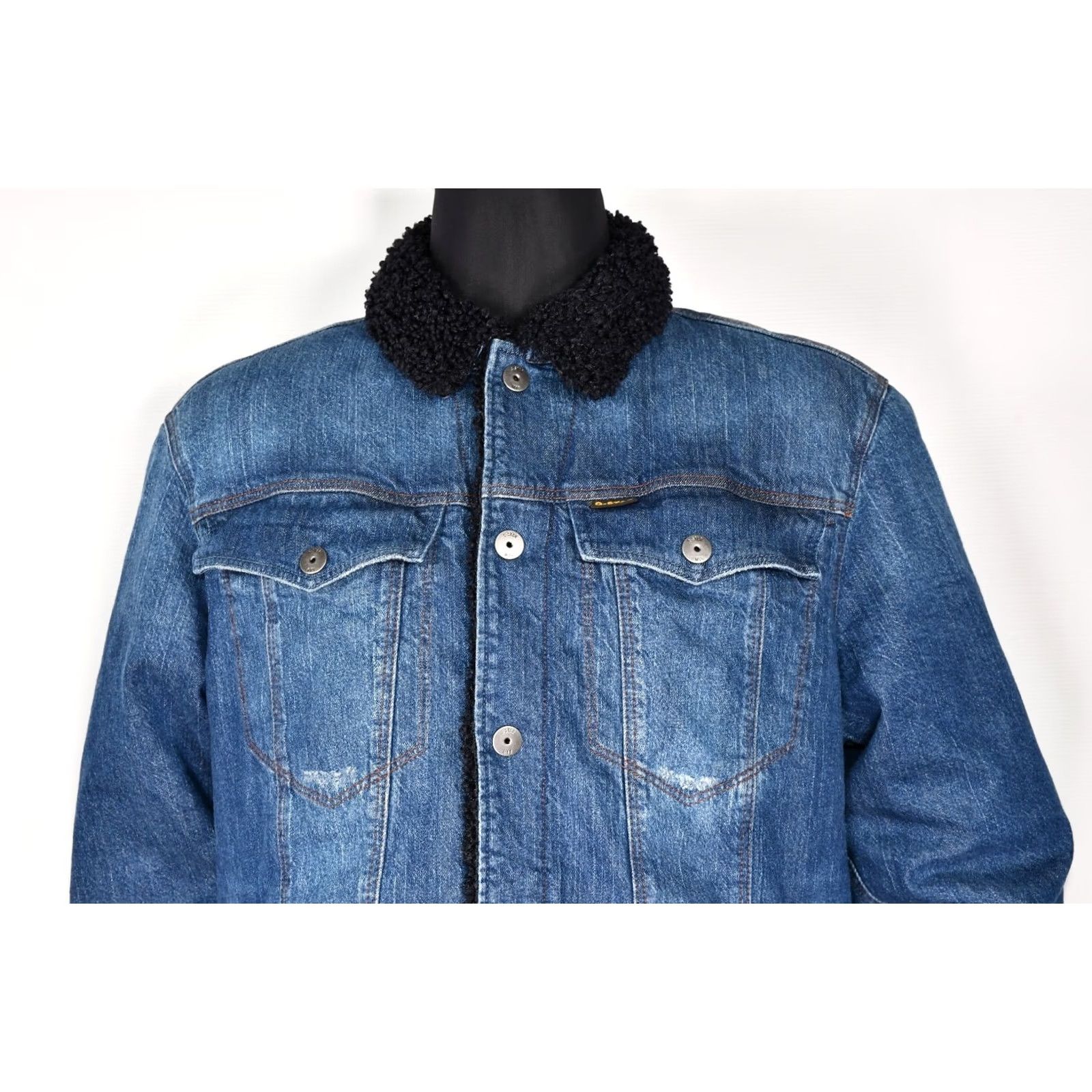 G-Star G-Star RAW 3301 Slim Sherpa Jacket Sato Stretch Denim 2XL Mens Blue Jacket Size US XXL / EU 58 / 5 - 7 Thumbnail