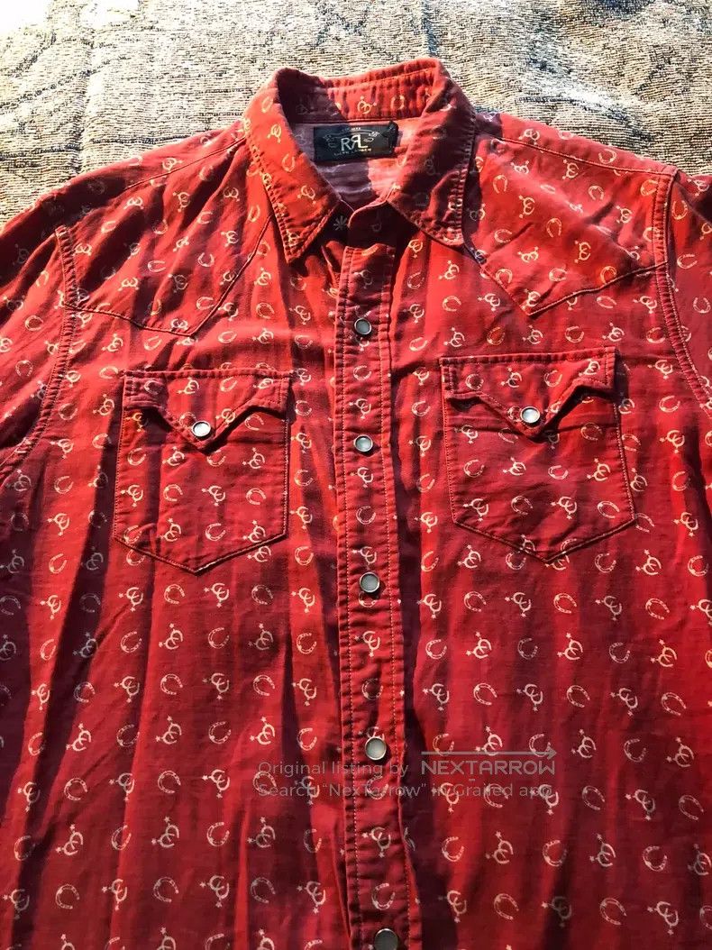 RRL Ralph Lauren RRL Ralph Lauren Classic Red Horseshoe Western Shirt Size US M / EU 48-50 / 2 - 2 Thumbnail