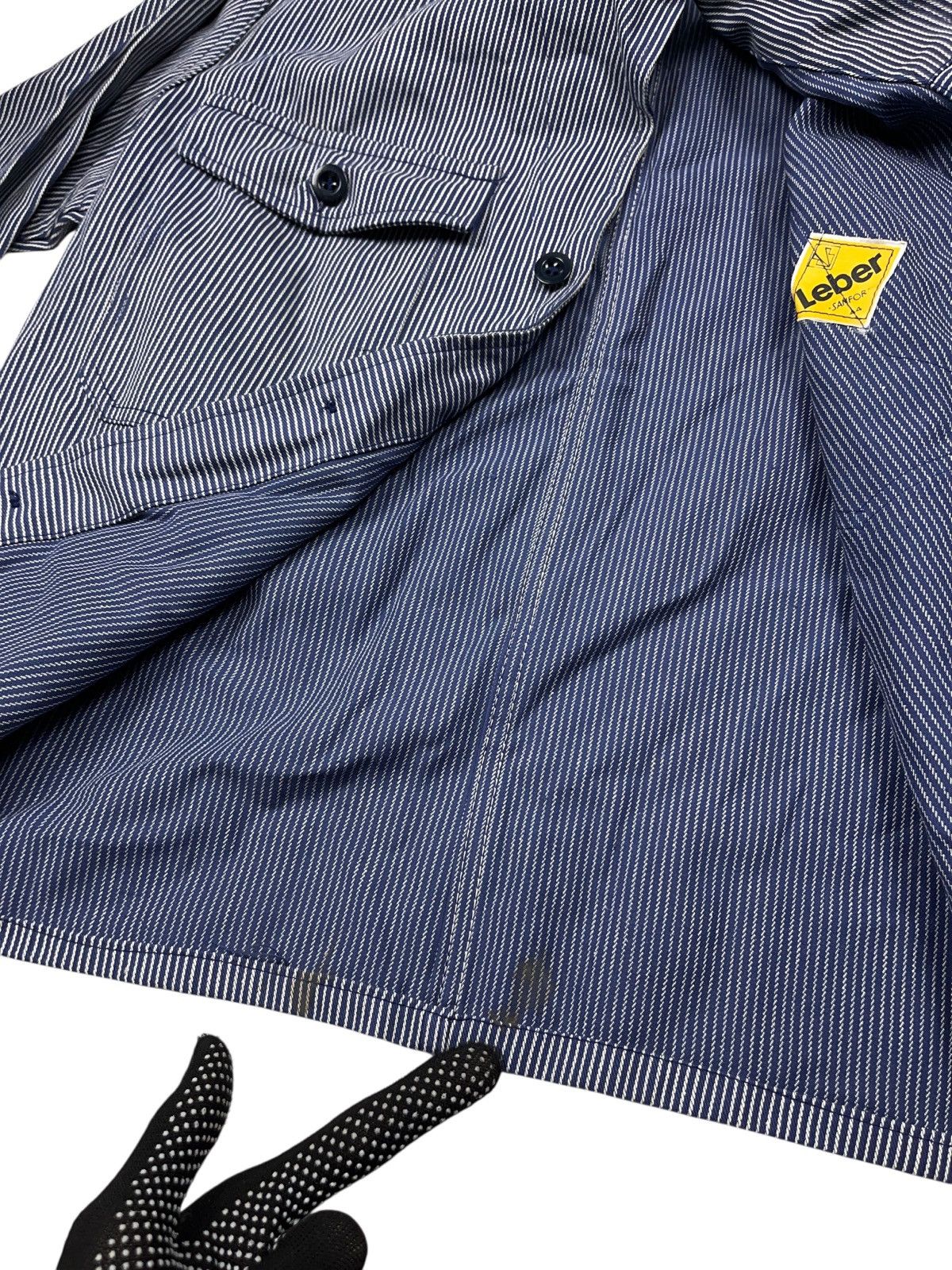 Le Laboureur Vintage 60s Sanfor Striped Leber Jacket German Utility Size US S / EU 44-46 / 1 - 12 Thumbnail