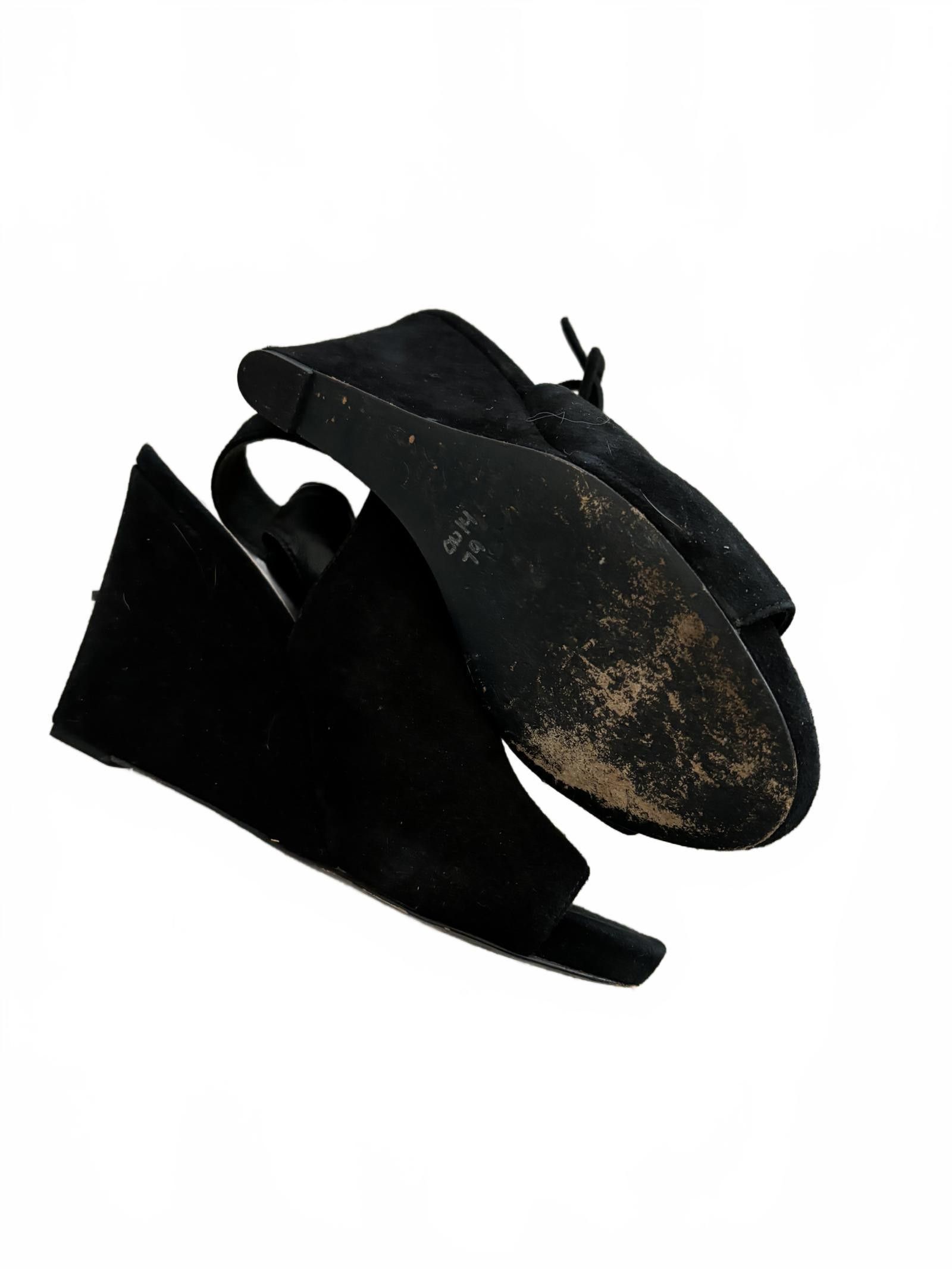 Designer EUC Stylish VIA SPIGA Black Suede Wedge Sandals sz 7 Size US 7 / IT 37 - 3 Thumbnail