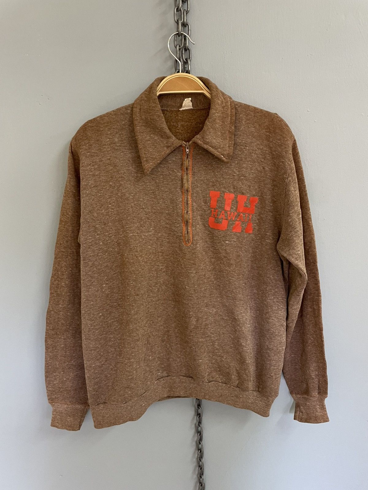 Vintage Vintage 70s University Of Hawaii half zip sweatshirt Size US M / EU 48-50 / 2 - 1 Thumbnail