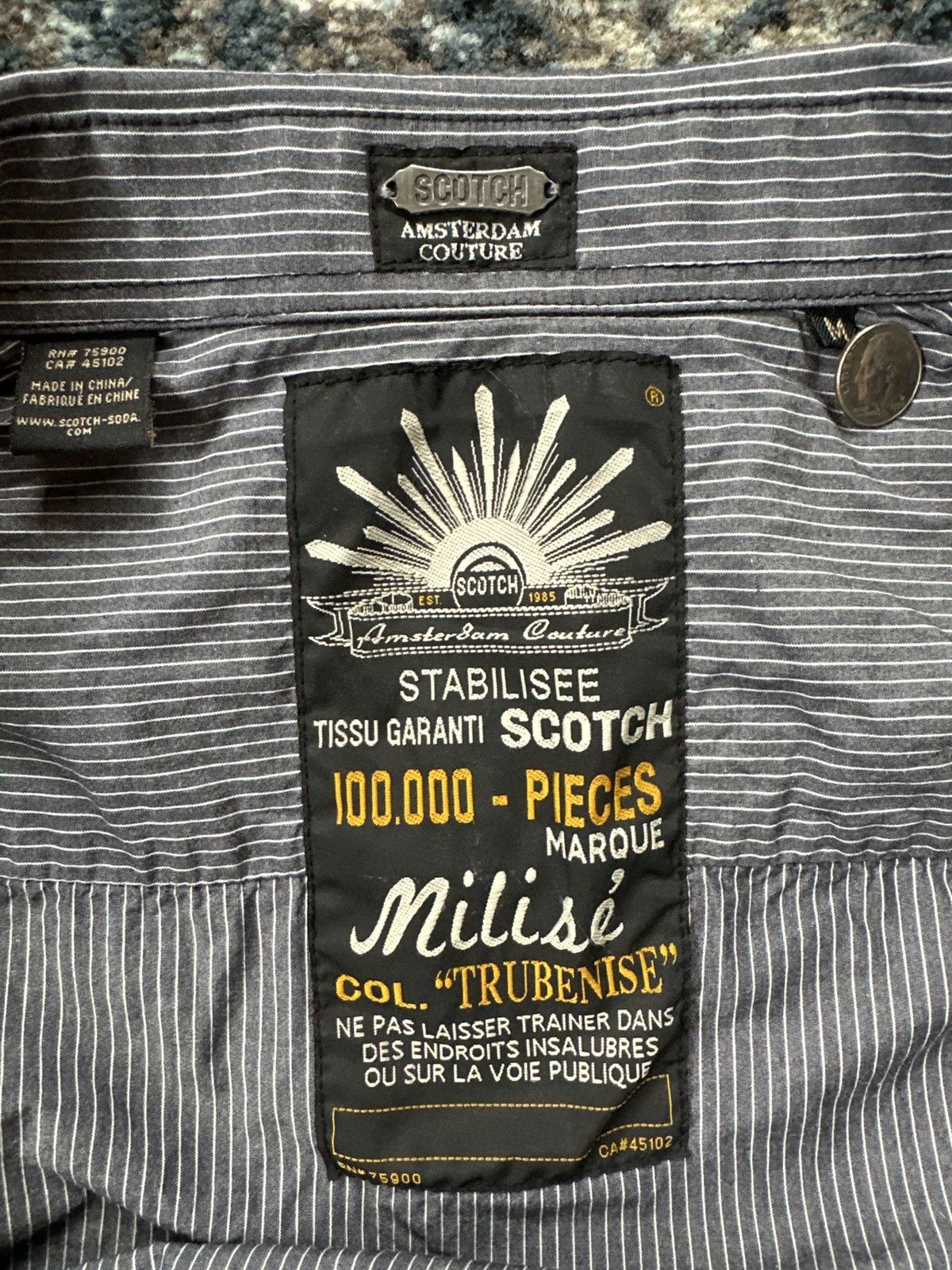 Scotch & Soda Scotch & Soda Grey Strip Button-Down Long-Sleeve Size Medium Size US M / EU 48-50 / 2 - 5 Thumbnail