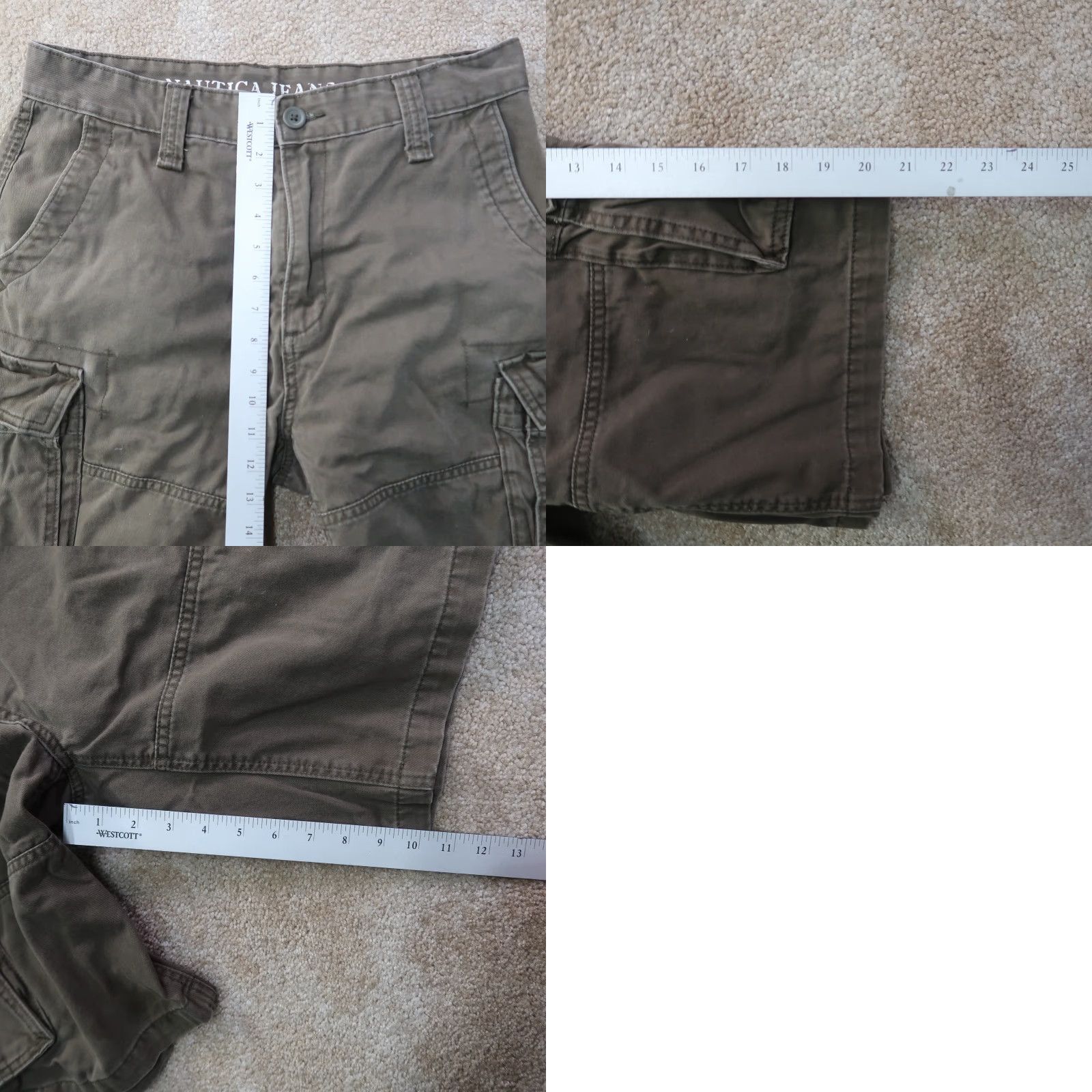 Nautica Nautica Cargo Shorts Men 32 Green 10" Inseams Cargo Pocket Button Logo Zipper Size US 32 / EU 48 - 8 Thumbnail