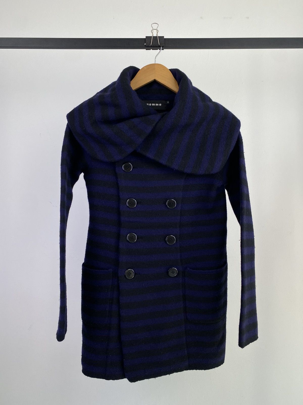 Japanese Brand 2000’s Gomme Homme by Maki Hiroshige Wool Big Collar Jacket Size US M / EU 48-50 / 2 - 2 Thumbnail