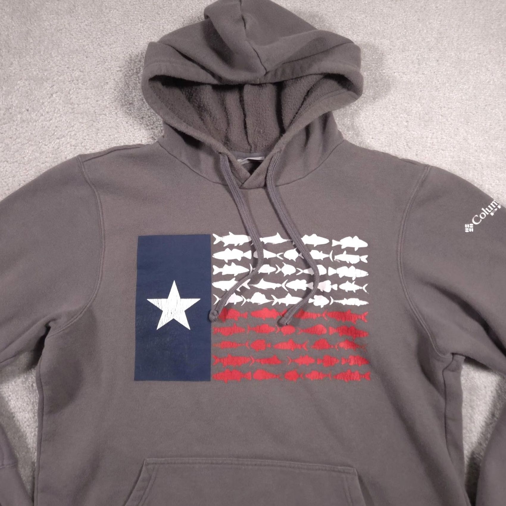 Vintage Columbia Hoodie Mens Medium Gray Fish USA Texas Flag Graphic Pullover Fleece Size US M / EU 48-50 / 2 - 2 Thumbnail