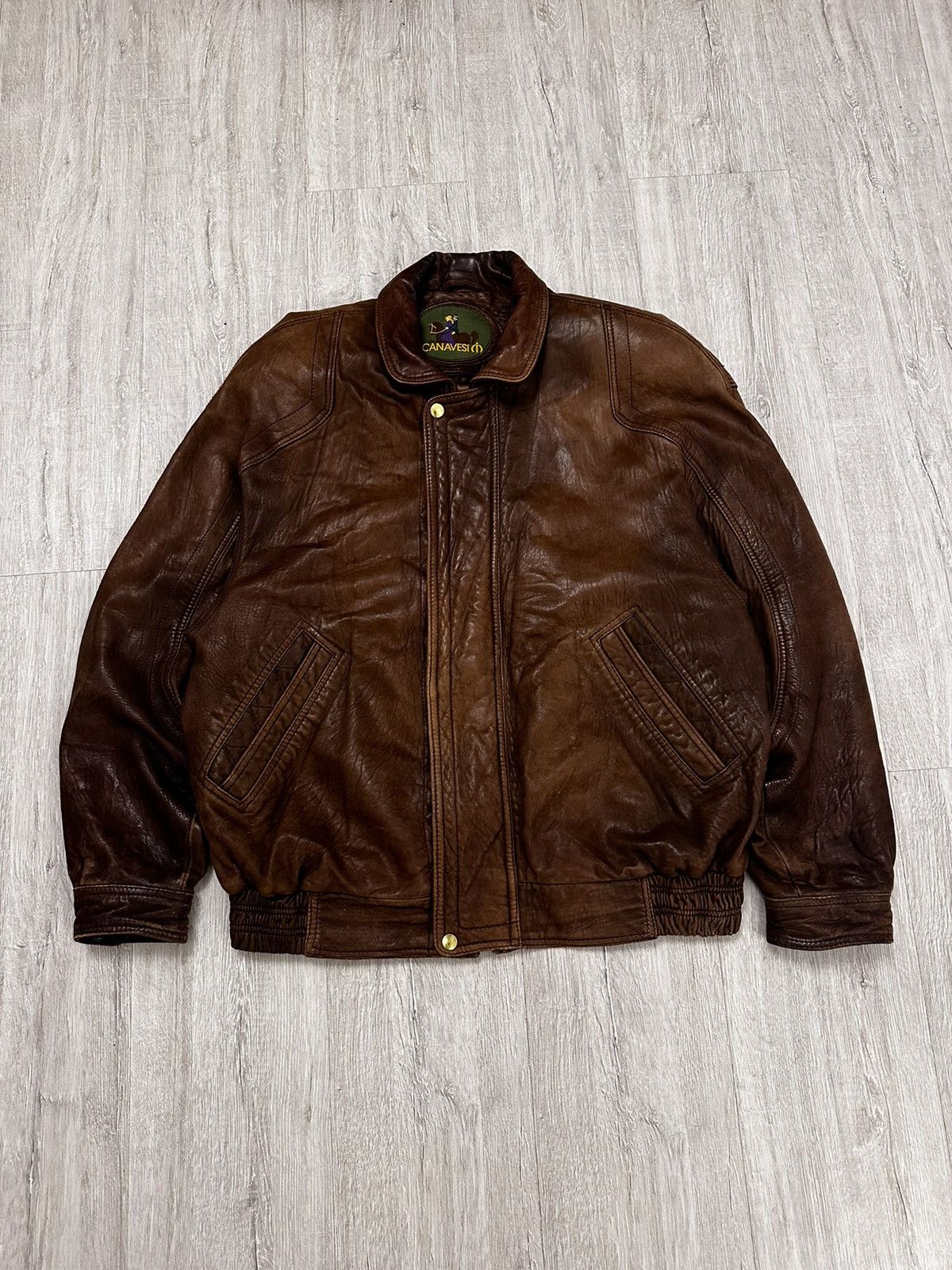 Vtg 80s outlet Mens Leather Bomber Jacket Textured Brown Croc Embossed DISTRESSED 90s.