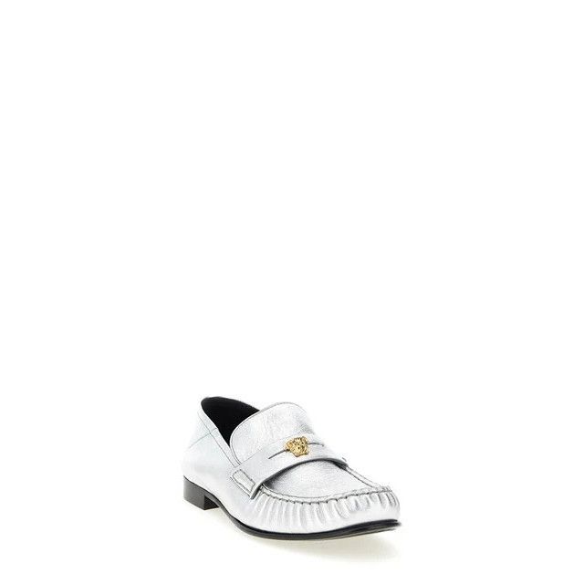 Versace VERSACE La Medusa Silver Leather Loafers New & Authentic (Wo Size US 6 / IT 36 - 2 Thumbnail