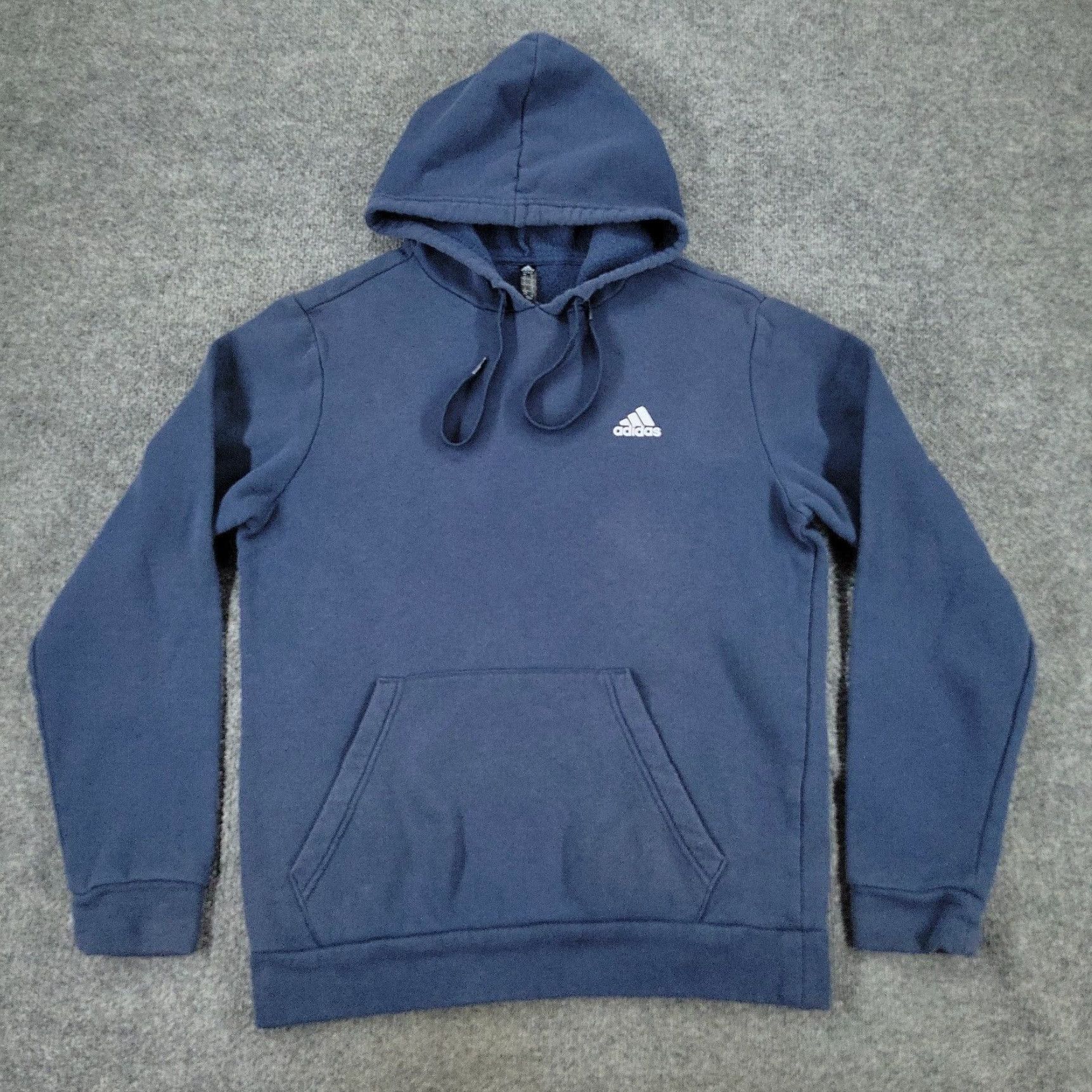 Adidas Small Blue Graphic Logo Long Sleeve Pullover Hoodie Adult Men Adidas Sweatshirt Grailed