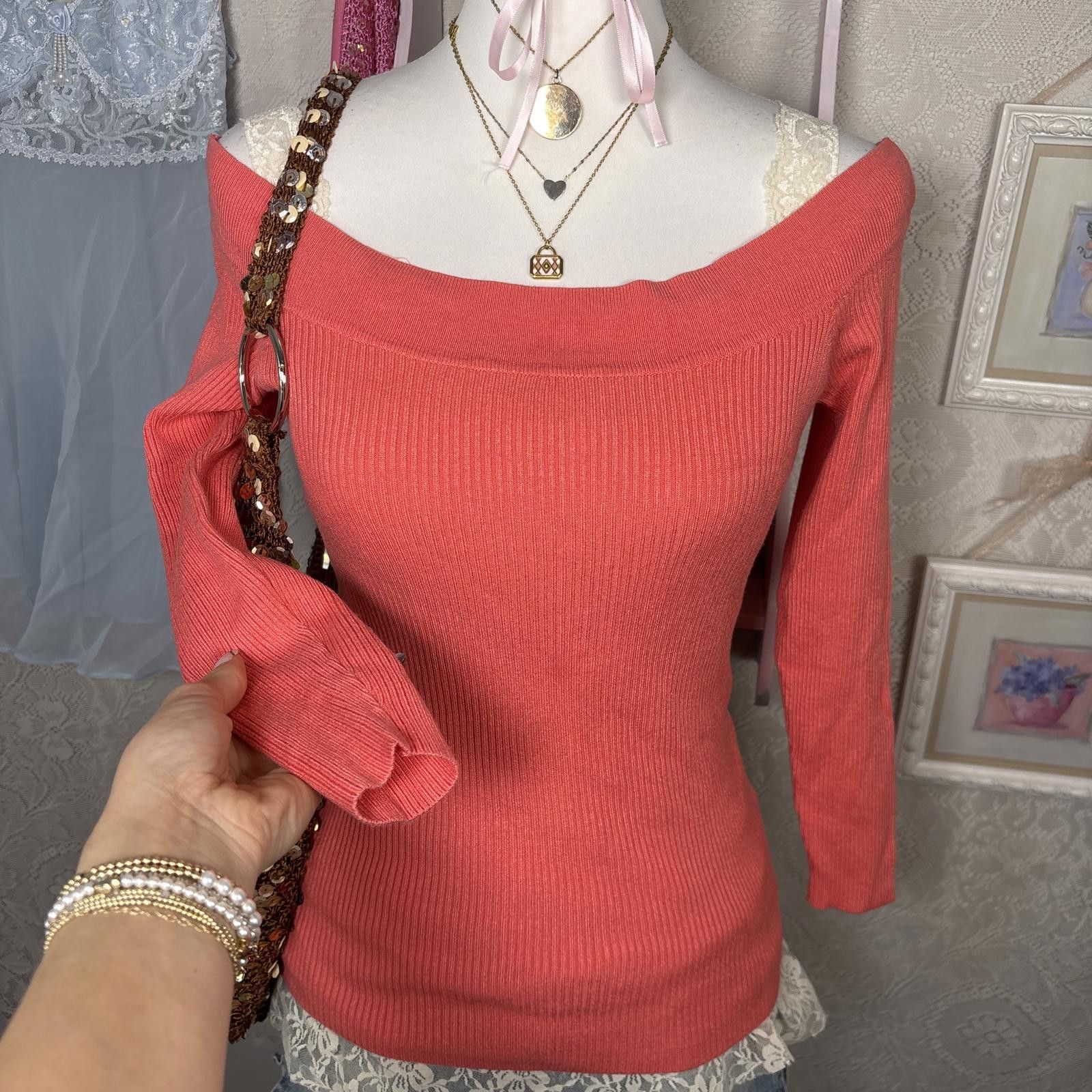 Cartoon Network y2k off the shoulder fitted coral top Size S / US 4 / IT 40 - 3 Thumbnail