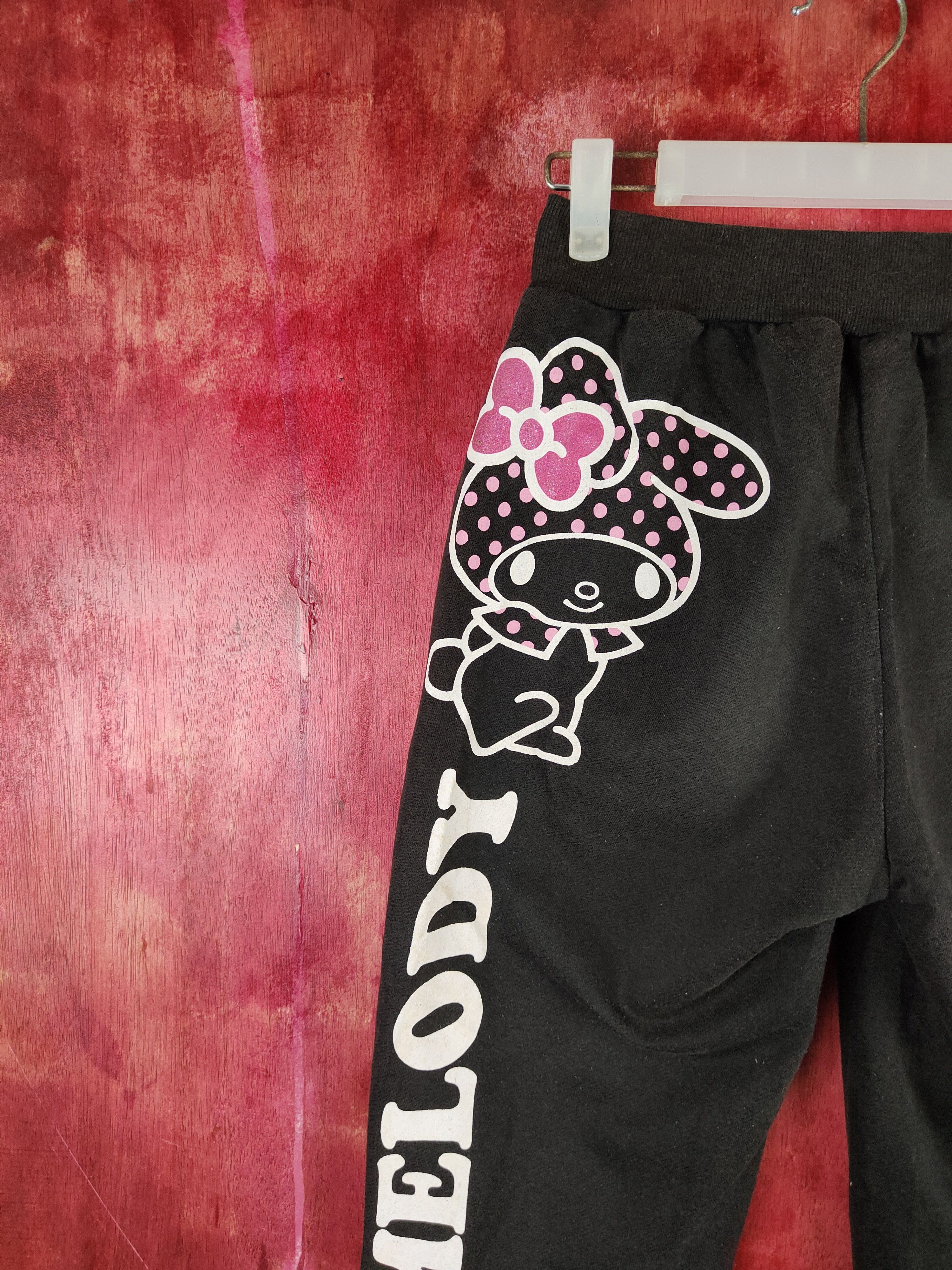 Cartoon Network × One Piece × Vintage My Melody Black Sweatpants #S2229 Size 25" / US 0 / IT 36 - 10 Thumbnail