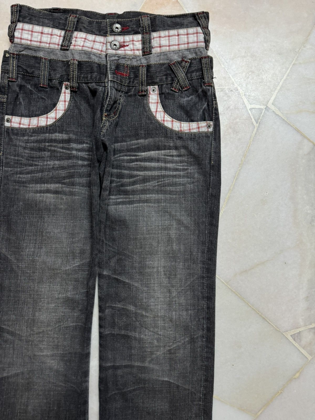 14th Addiction 💥Double Waist 90s Japanese Sand Washed Distress Jean Denim Size US 29 - 5 Thumbnail
