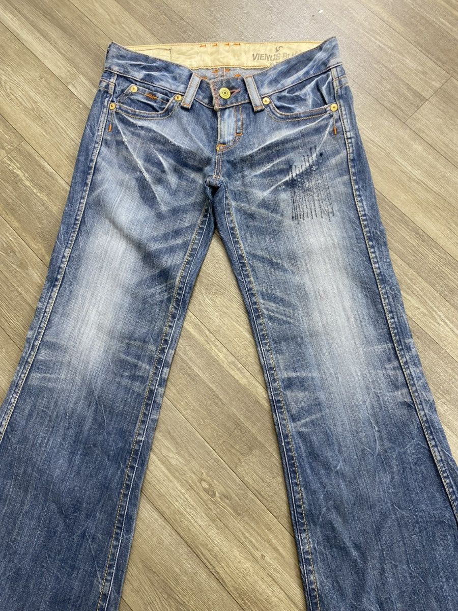 If Six Was Nine 2000s Venus Edwin Distressed Punk Faded Bootcut Flared Jeans Size US 30 / EU 46 - 2 Thumbnail