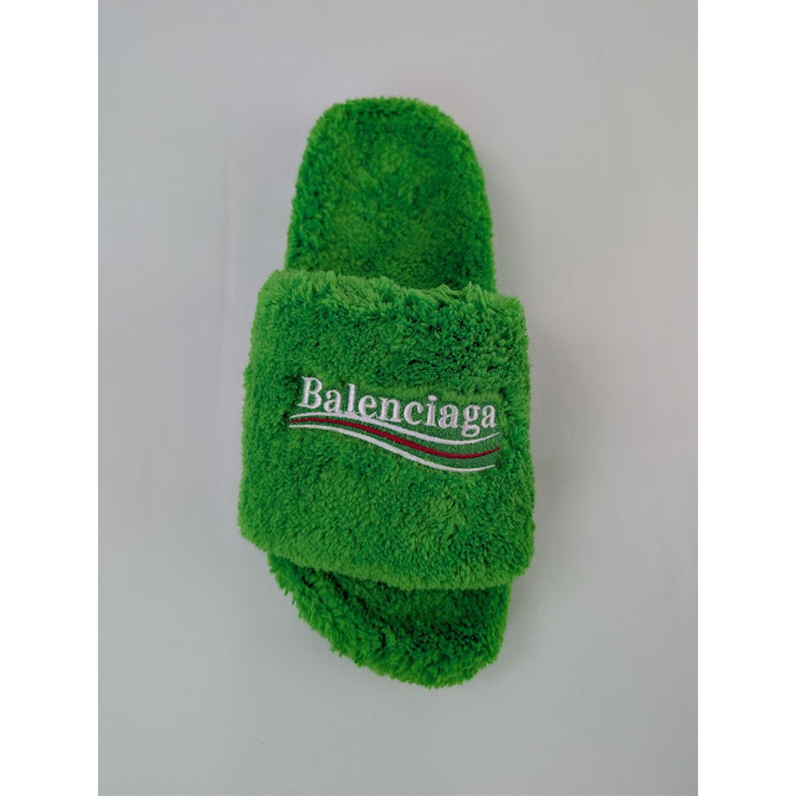 Balenciaga o1rshd1 Q:2 / Furry Political Campaign Slide Sandal in Apple Size US 11 / EU 44 - 18 Thumbnail