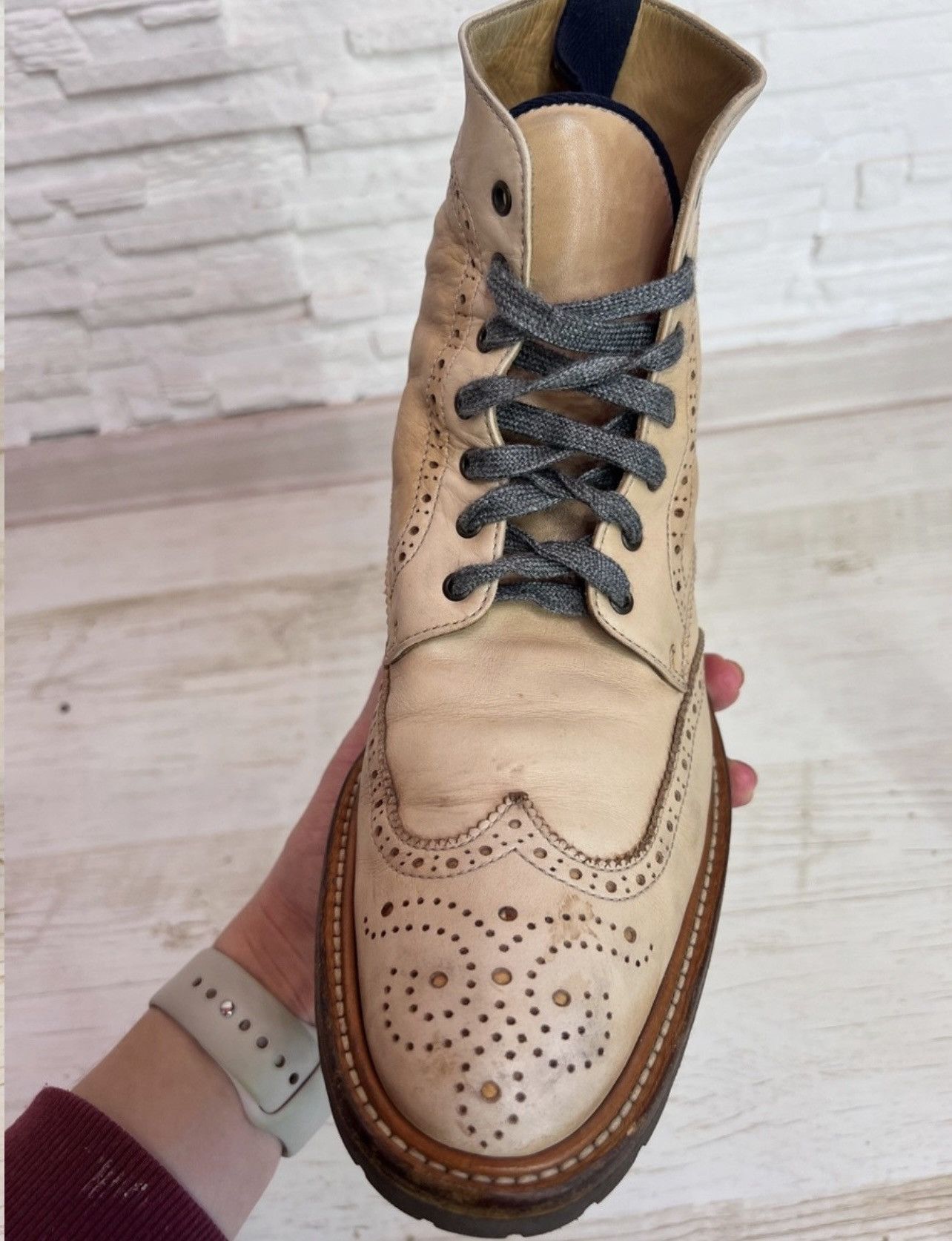 Brunello Cucinelli Brunello Cucinelli Leather Derby Boots Beige 26.5 cm Size US 10 / IT 40 - 10 Thumbnail