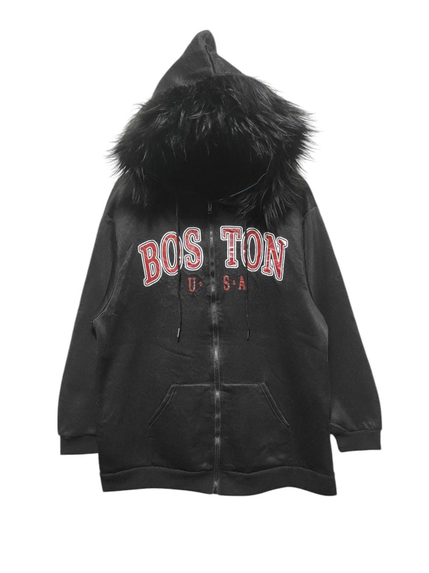 Japanese Brand Shein Boston USA print zip fur hoodie Size US L / EU 52-54 / 3 - 1 Thumbnail